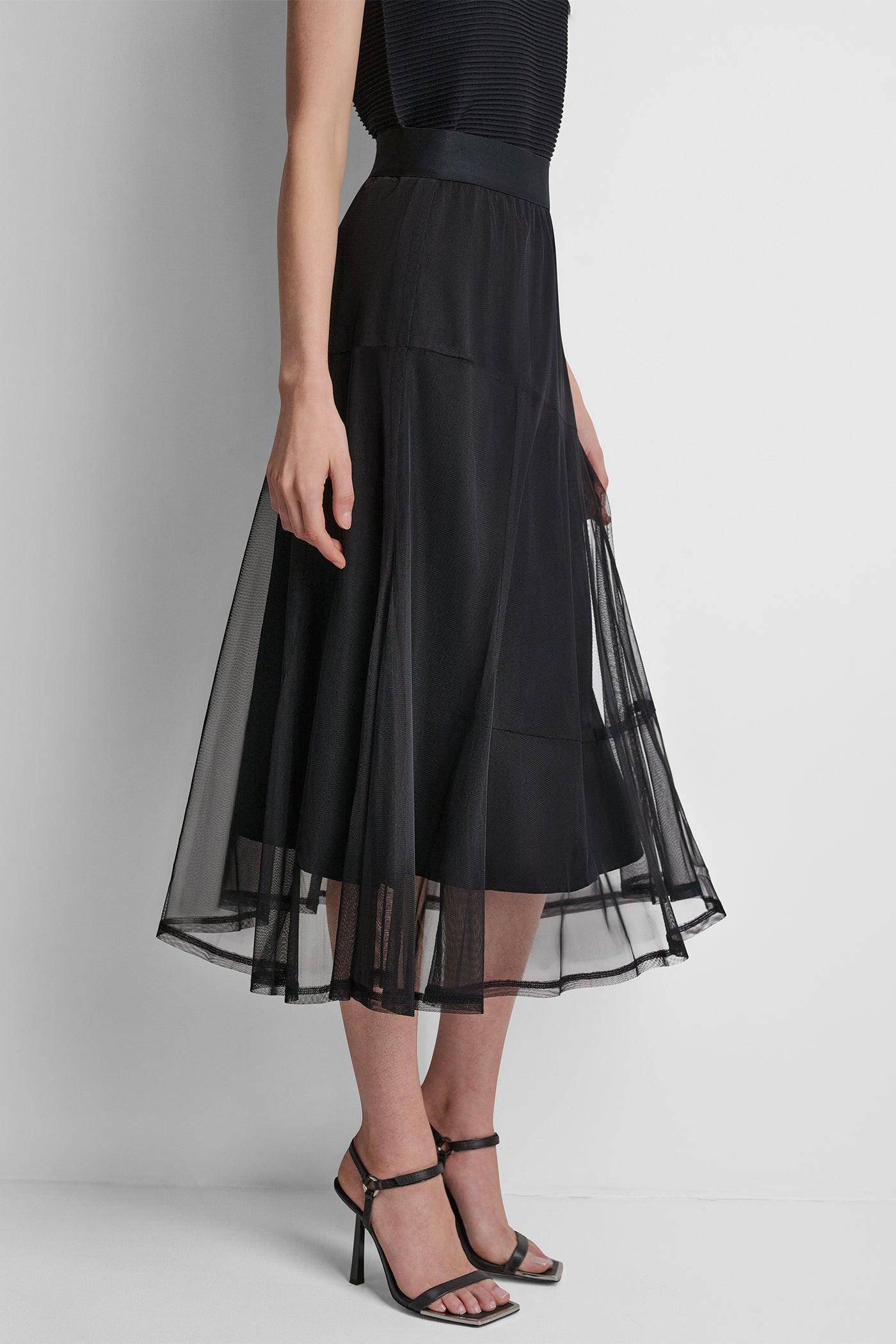 LAYERED MESH MIDI SKIRT Product Image