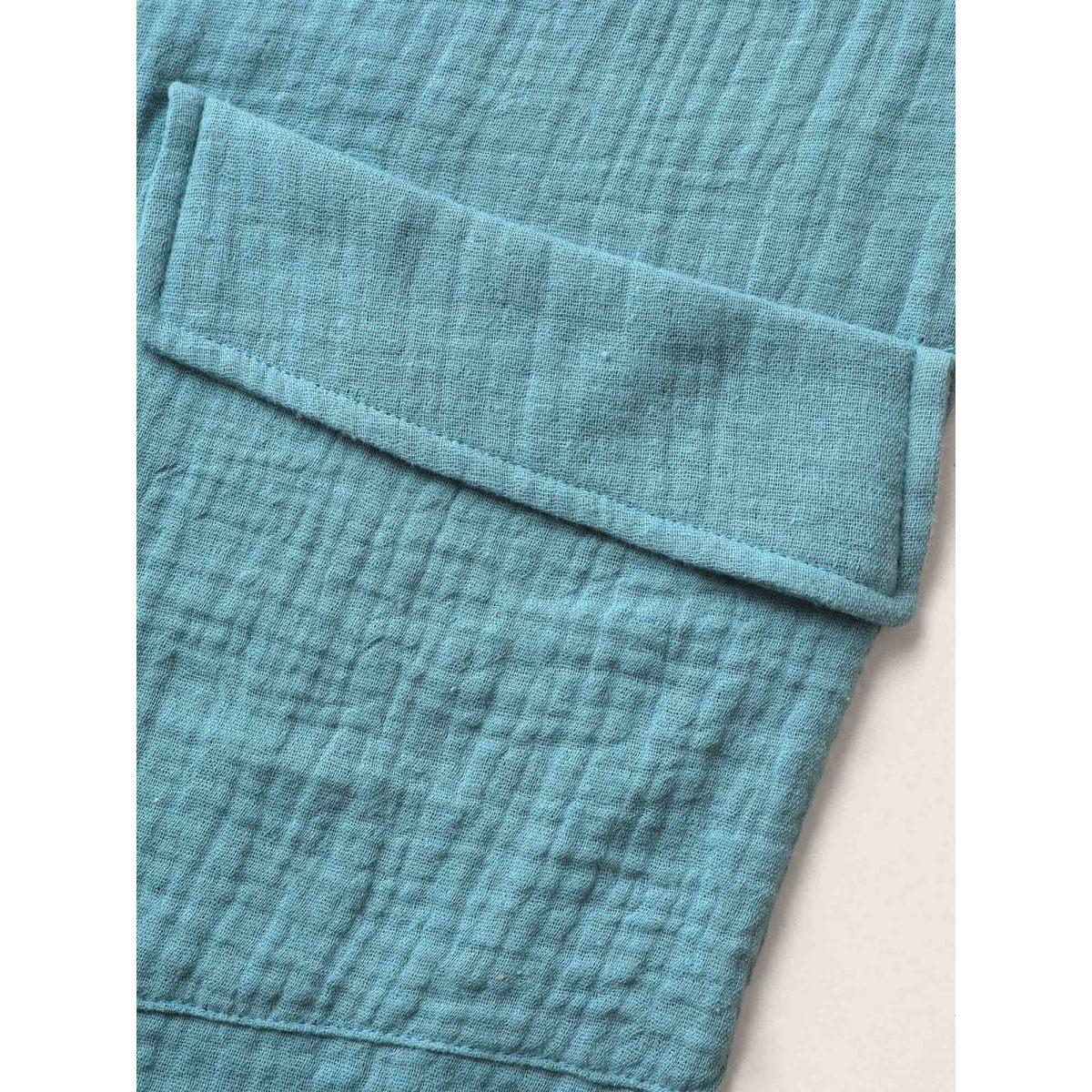 Plus Size Cerulean Notched Collar Textured Patch Pocket Jumpsuit Women Casual Sleeveless Notched collar Everyday Loose Jumpsuits BloomChic 30/6X Product Image