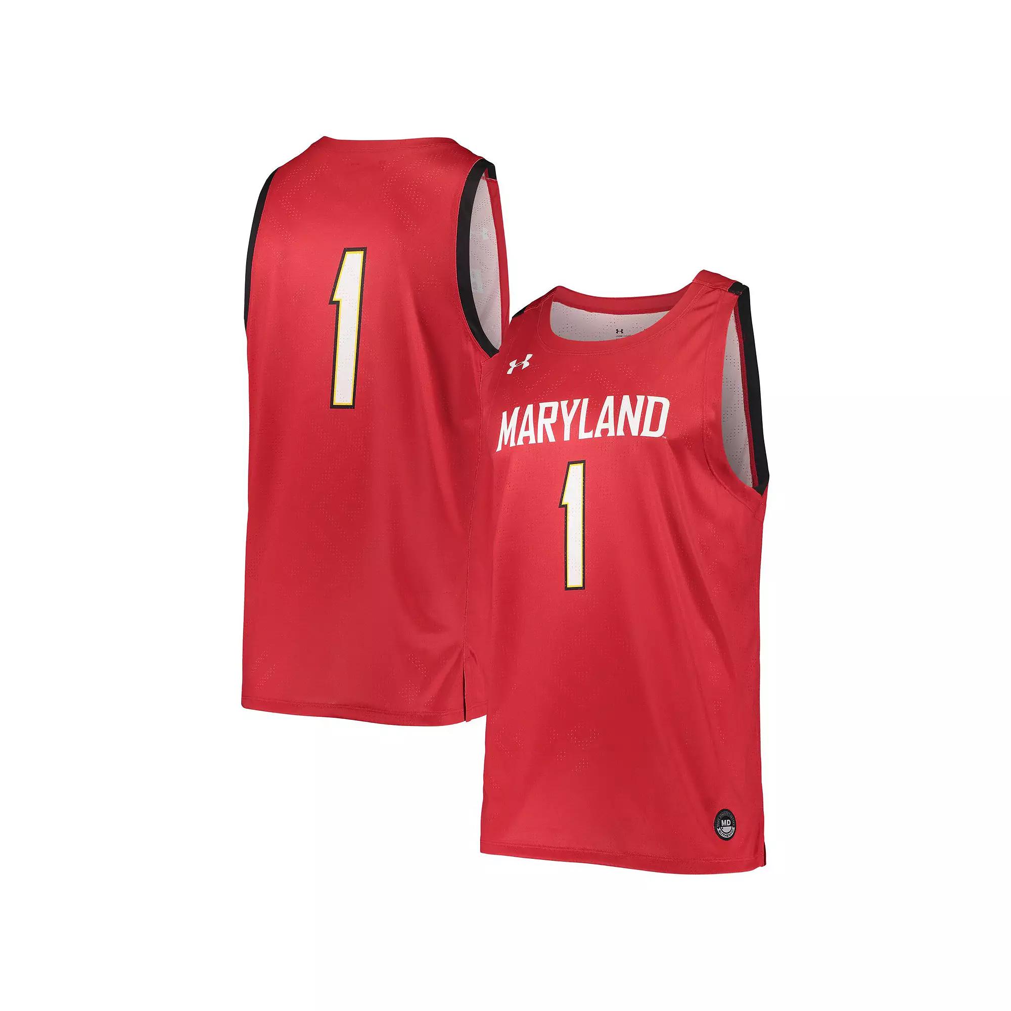 Men's Under Armour #1 Red Maryland Terrapins College Replica Basketball Jersey, Size: XL Product Image