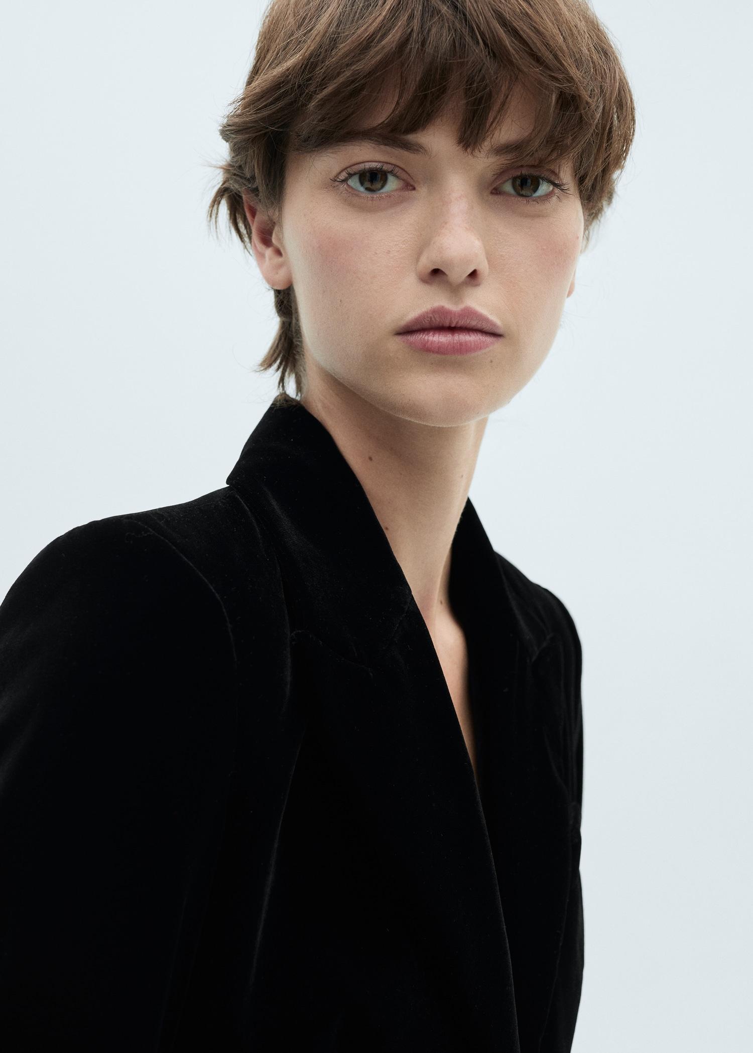 Structured velvet jacket - Women | MANGO USA Product Image