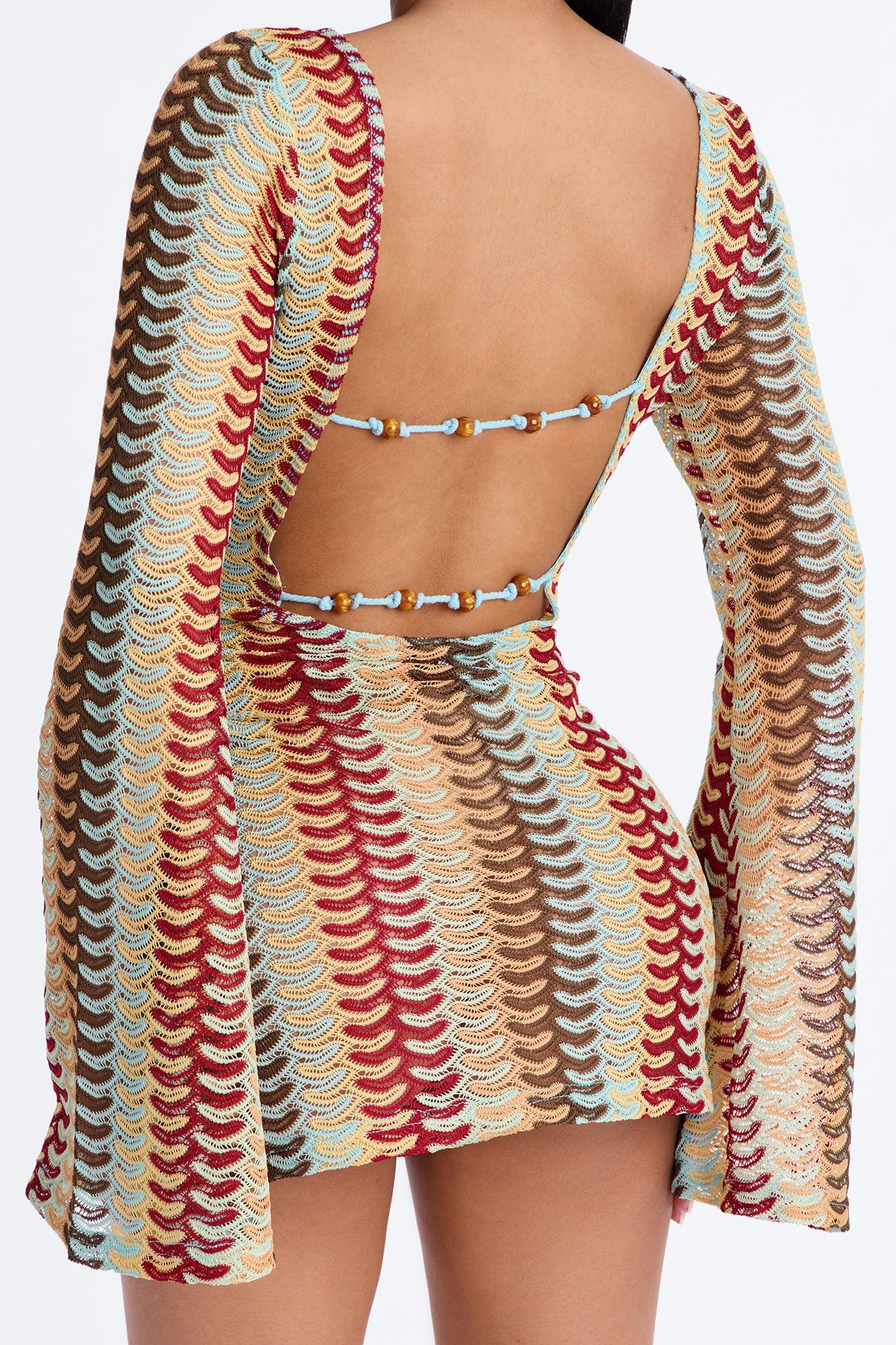 Baecation Open Back Crochet Mini Dress - Multi Color Female Product Image
