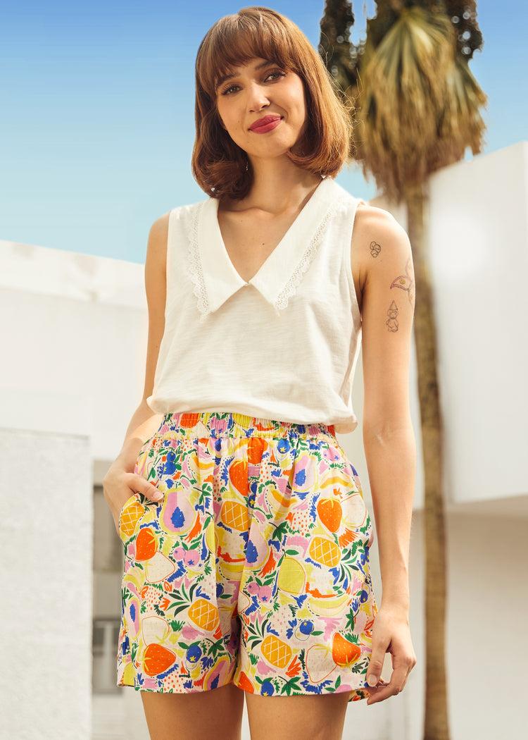 Sweet Stitched Collar V-Neck Top Product Image