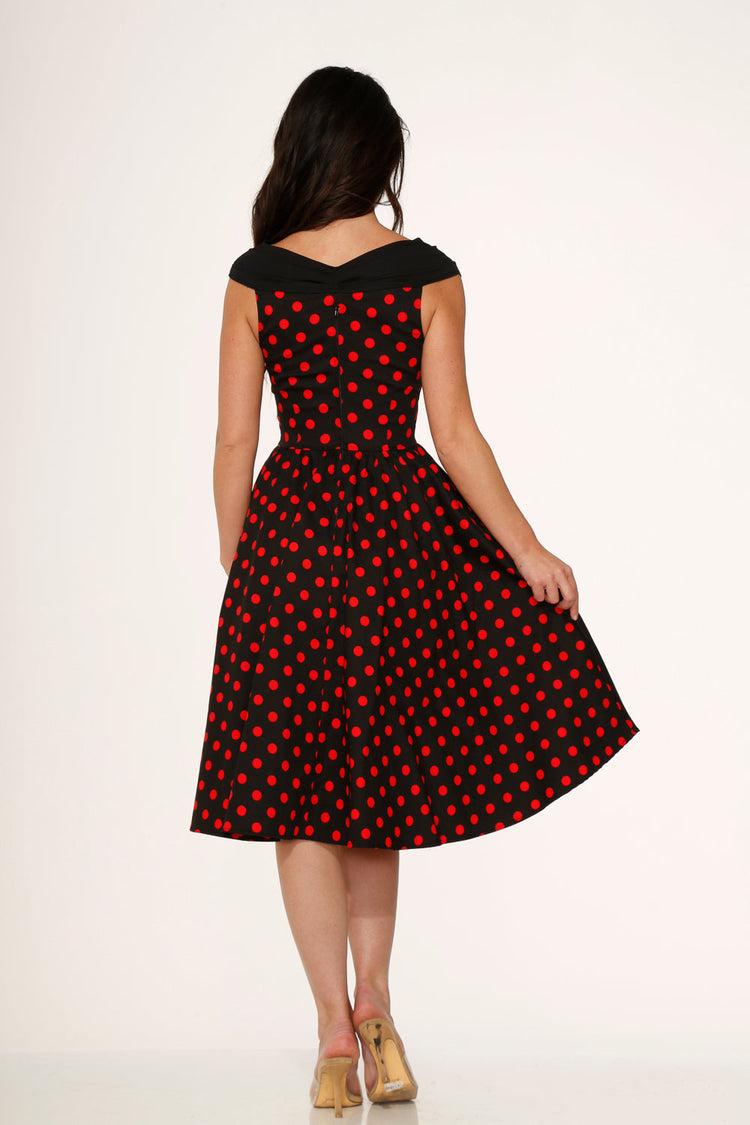 Black & Red Polka Dot Swing Dress Product Image