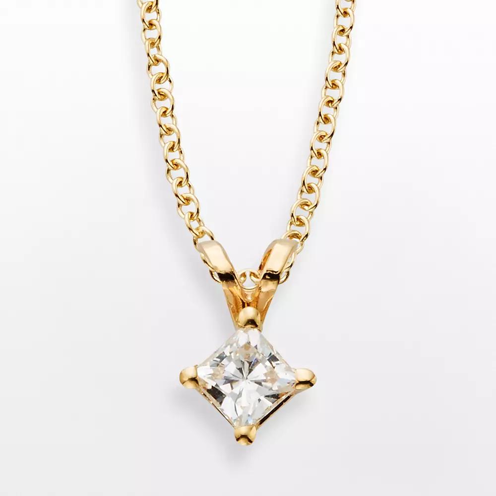 The Regal Collection 14k Gold 1/4-ct. T.W. IGL Certified Diamond Solitaire Pendant, Women's, Size: 18", 14k Yellow Gold Product Image