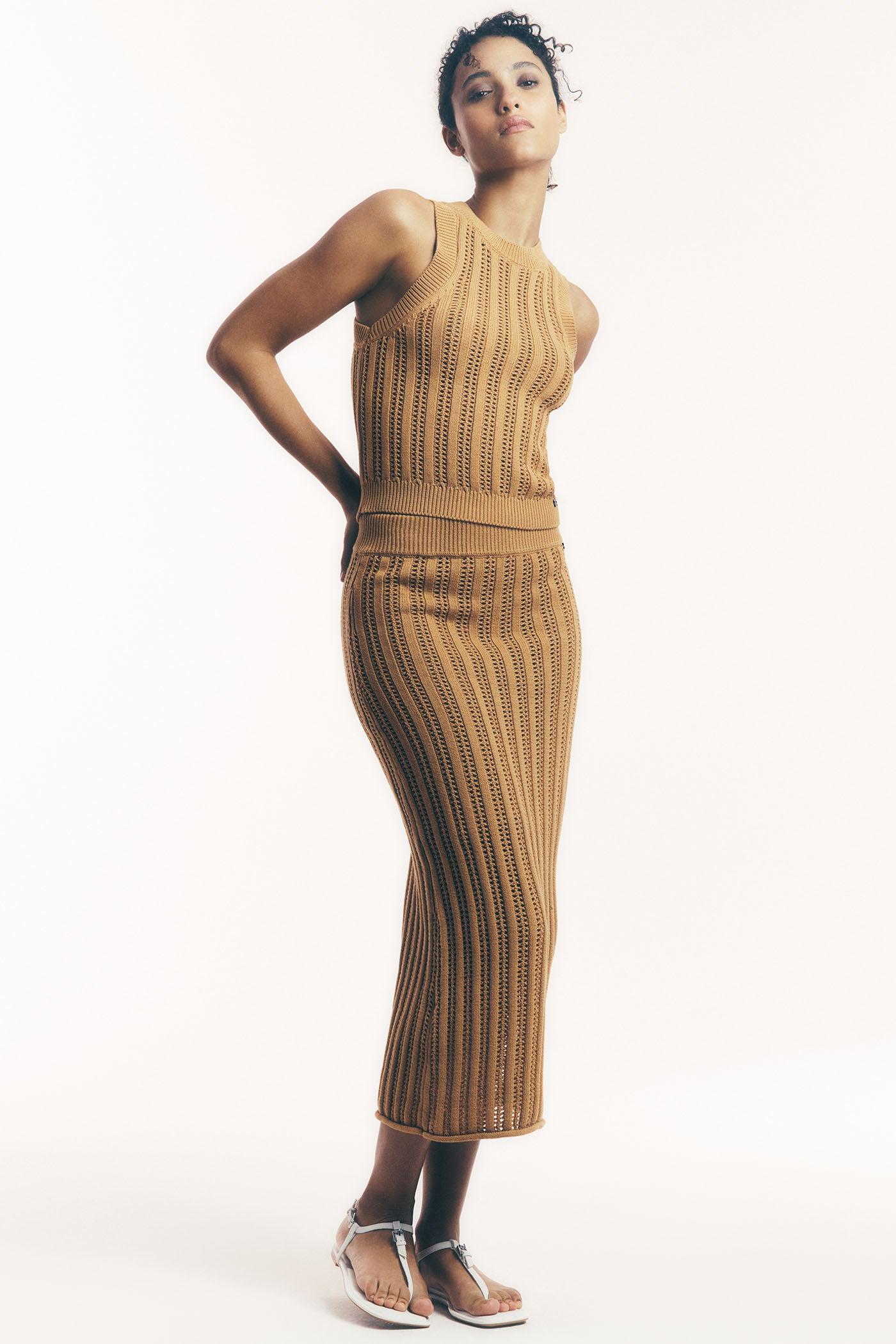 CABLE POINTELLE STITCH MIDI SKIRT Product Image