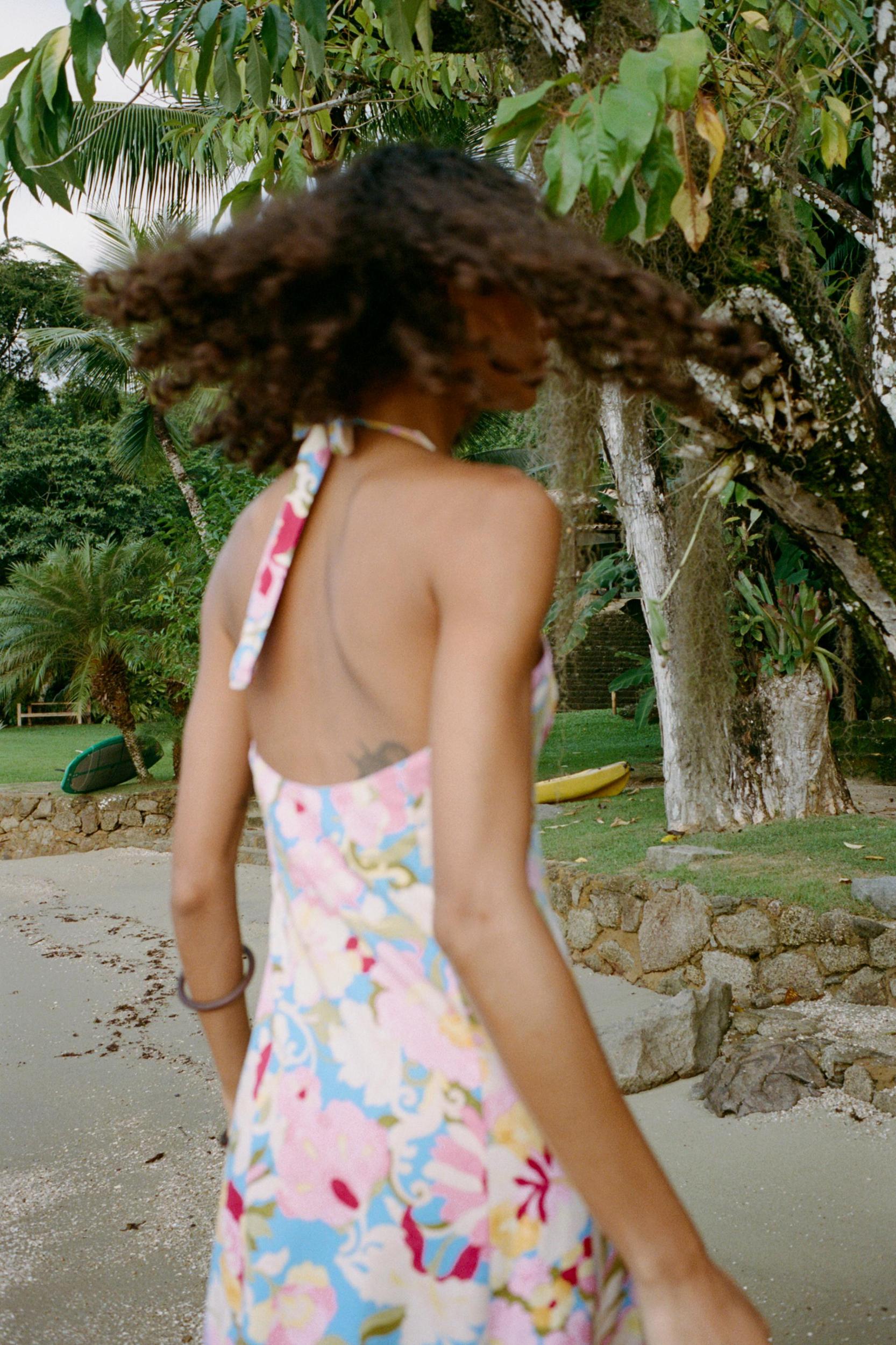 PRINTED LINEN MIDI DRESS Product Image