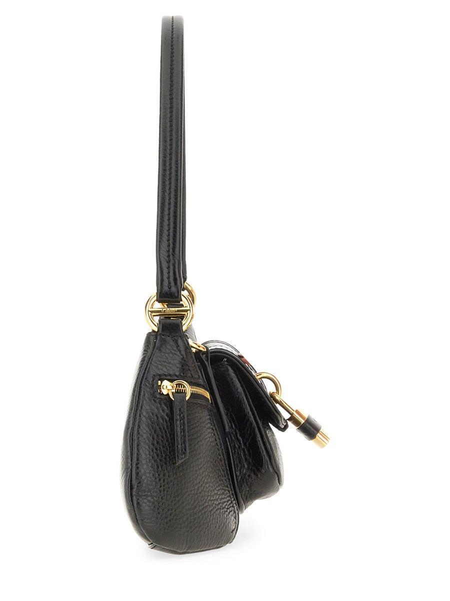 CHLOÉ The 99 Embellished Textured-leather Shoulder Bag In Black Product Image