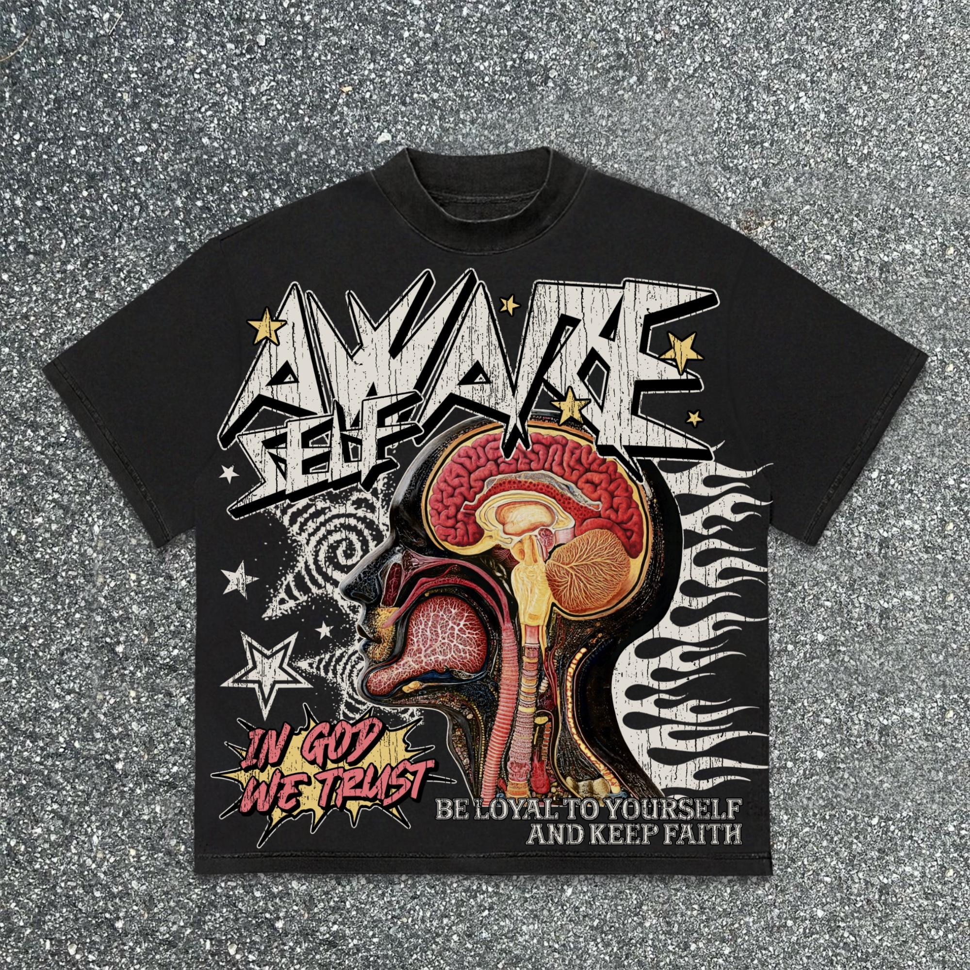 Sopula Aware Self Flame Mind Old Graphic Cotton T-Shirt Product Image