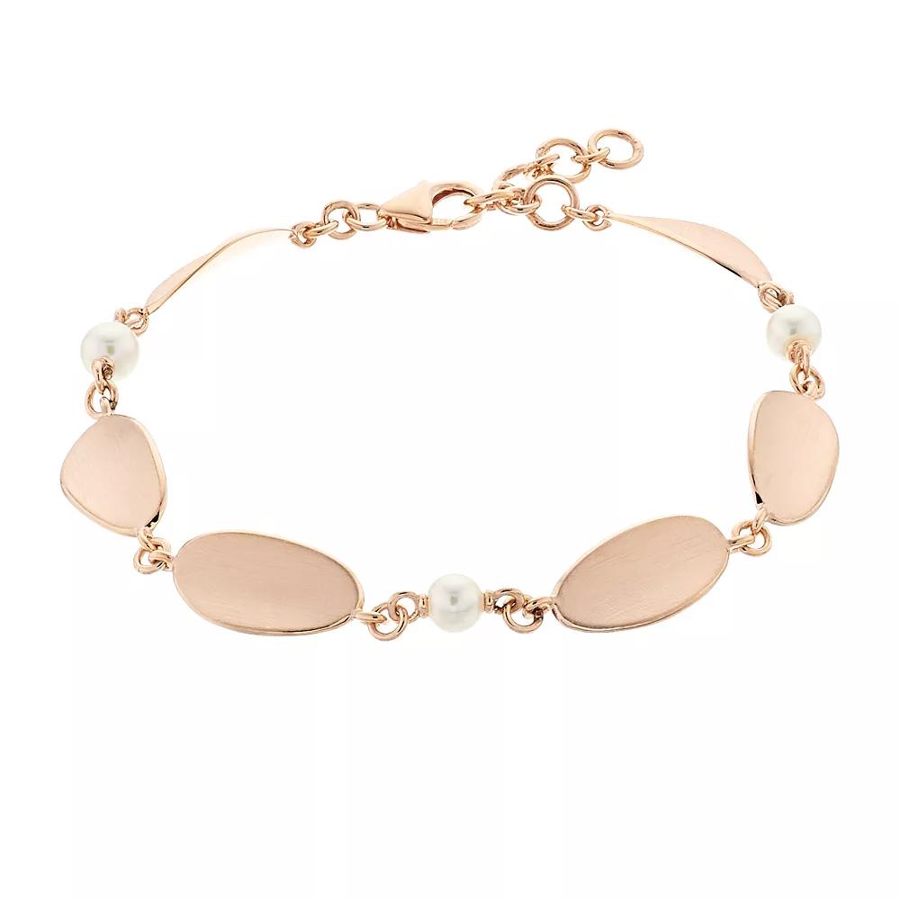 18k Rose Gold Over Silver Akoya Cultured Pearl Bracelet, Women's, Pink Tone Product Image