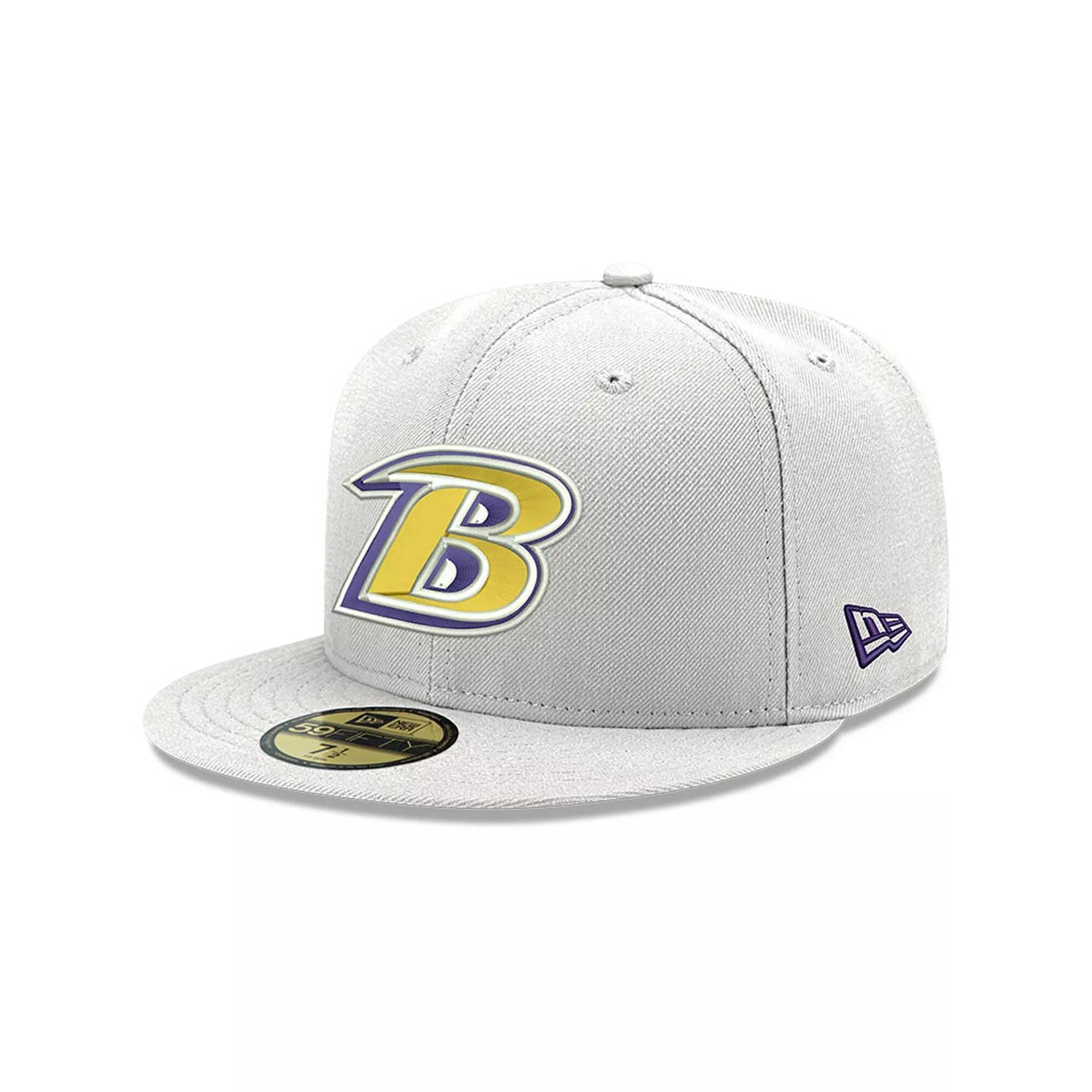 Men's New Era White Baltimore Ravens Omaha Lettermark 59FIFTY Fitted Hat,  Product Image