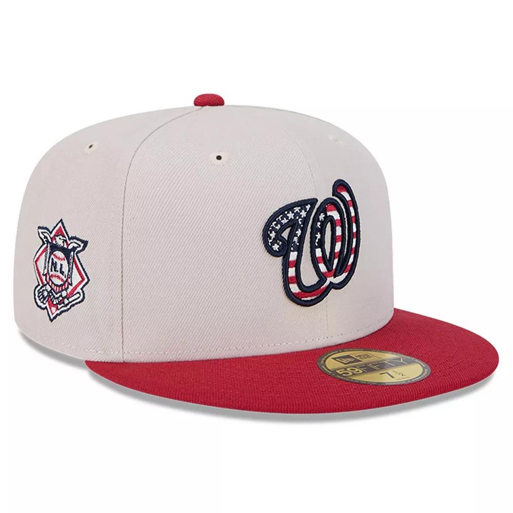 Men's New Era Khaki/Red Washington Nationals 2024 Fourth of July 59FIFTY Fitted Hat,  Product Image