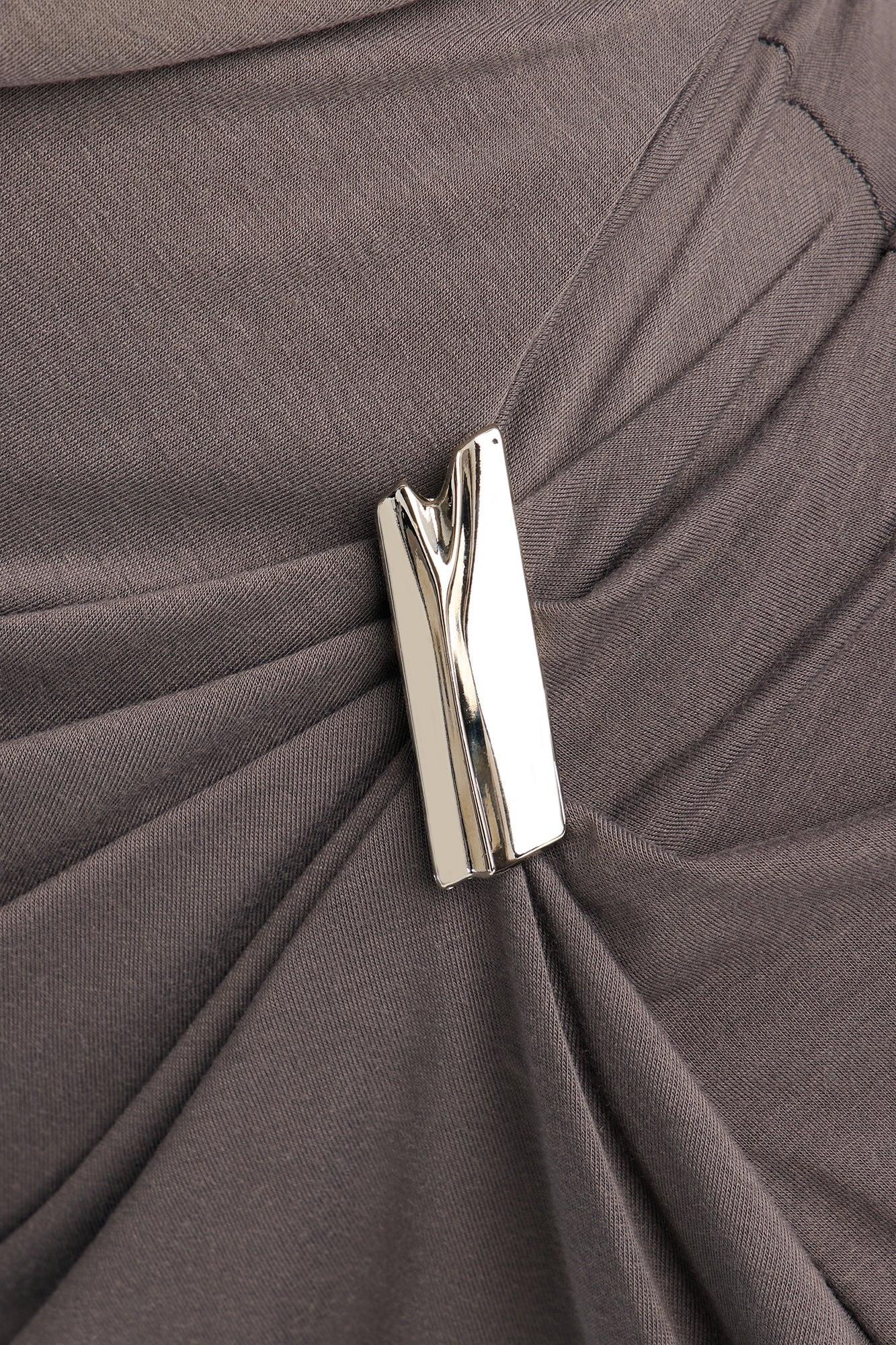 Unforgettable Off Shoulder Cotton Mini Dress - Charcoal Female Product Image