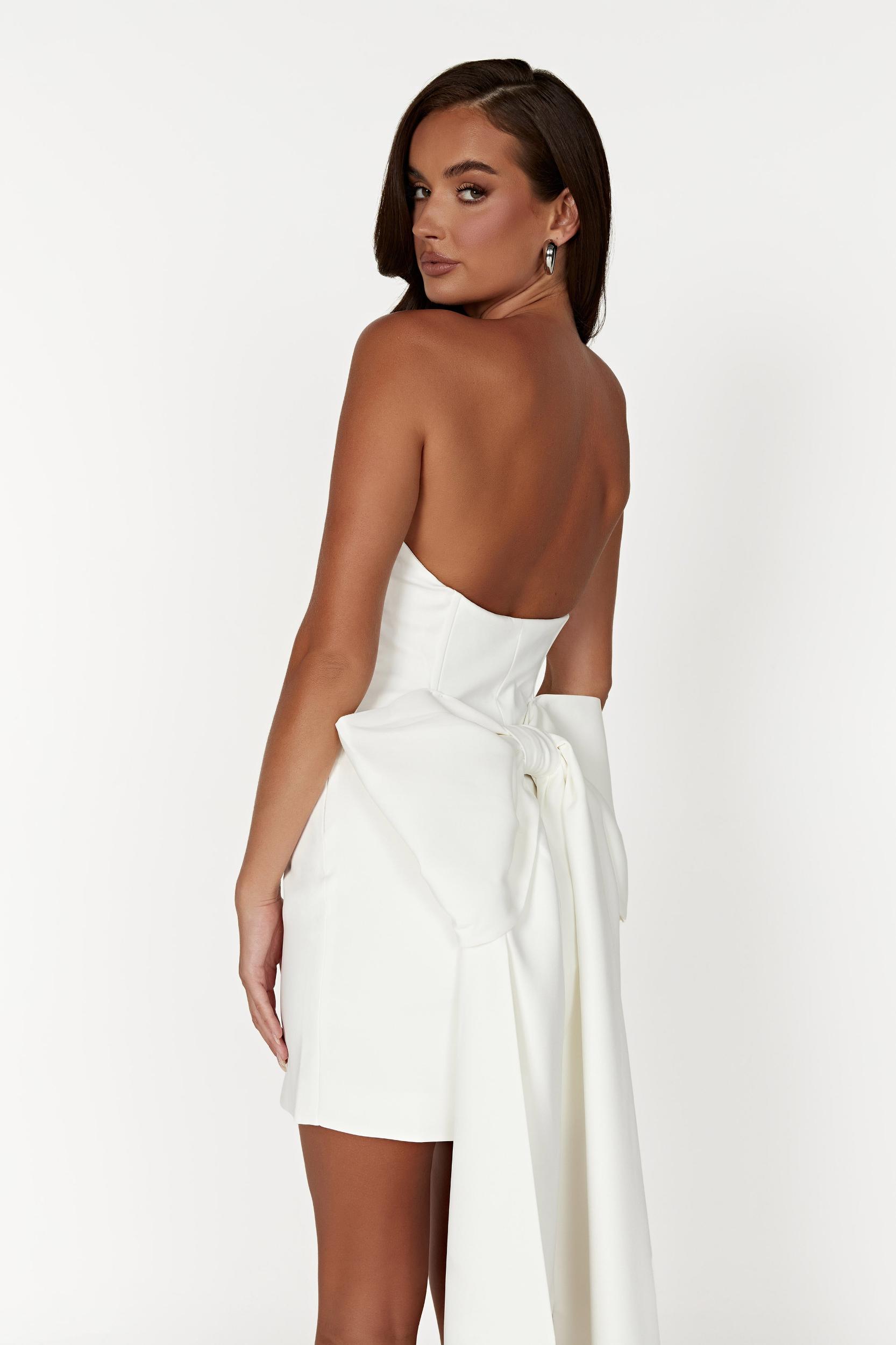 Meredith Strapless Bow Mini Dress - White Product Image