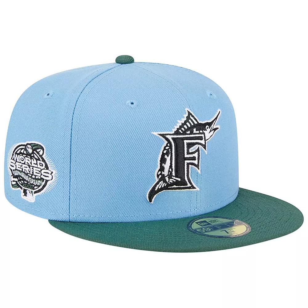 Men's New Era Sky Blue/Cilantro Florida Marlins 2003 World Series Cooperstown Collection 59FIFTY Fitted Hat, Size: 7 7/8, Mlb Light Product Image