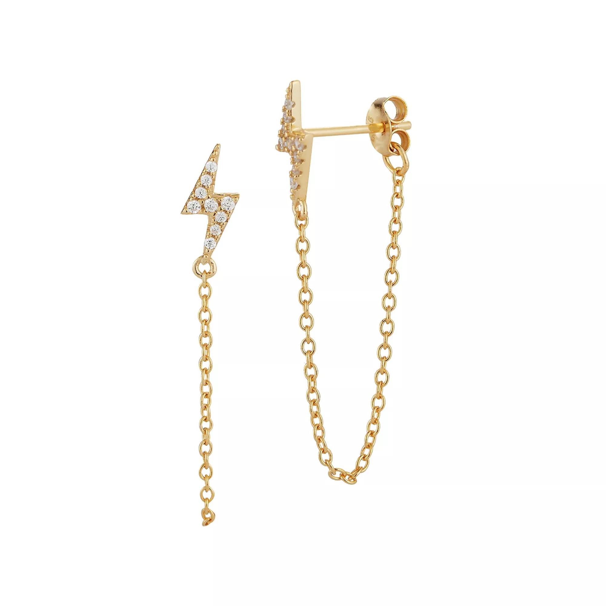 Sunkissed Sterling 14k Gold Over Silver Cubic Zirconia Lightning Drop Earrings, Women's, Gold Tone Product Image