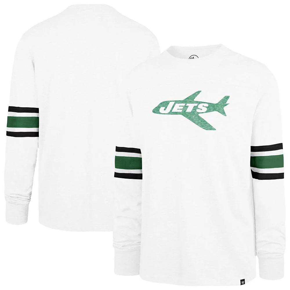 Men's '47 White New York Jets Gridiron Throwback Premier Brex Long Sleeve T-Shirt,  Product Image