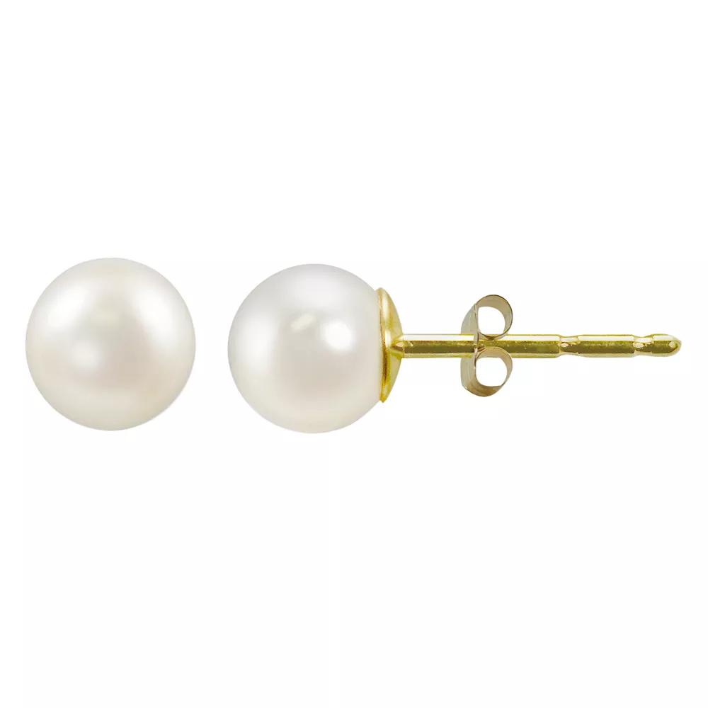 14k Gold Akoya Cultured Pearl Stud Earrings, Womens, White Product Image