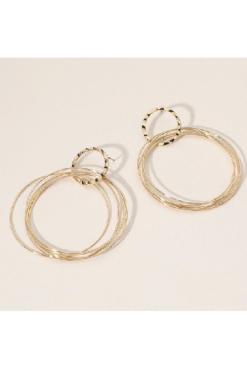 Multi Metal Wire Hoop Link Earrings Product Image