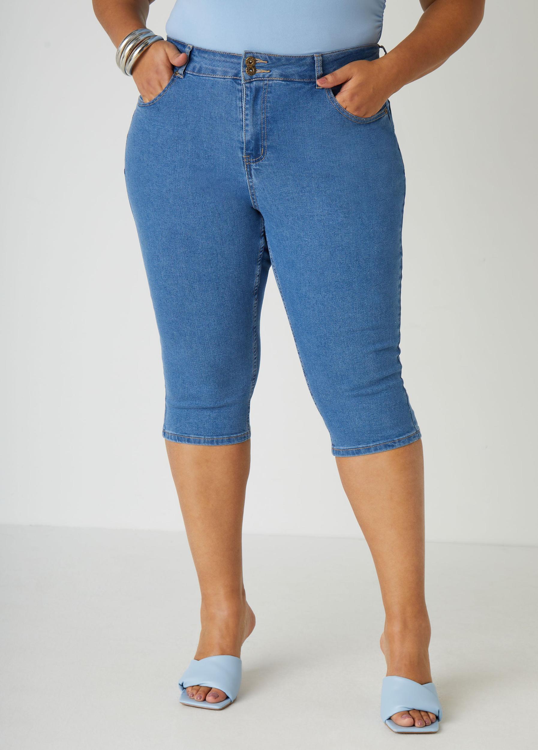 Plus Size Fearless Denim Capris Ashley Stewart Product Image