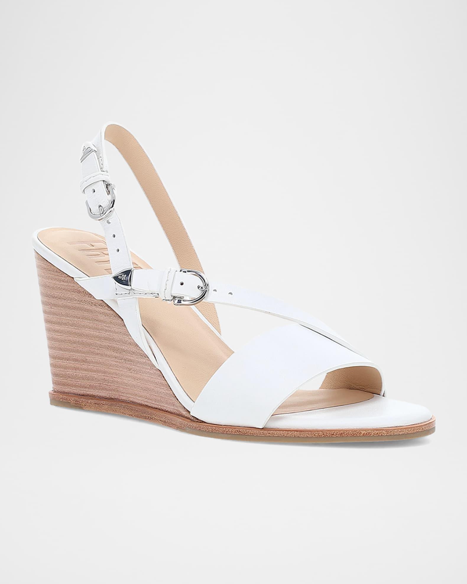 Rachel Leather Buckle Wedge Sandals Product Image