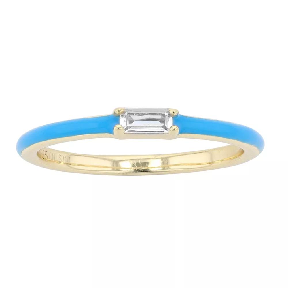 14k Gold Over Silver Cubic Zirconia & Enamel Stacking Ring, Women's,  Product Image