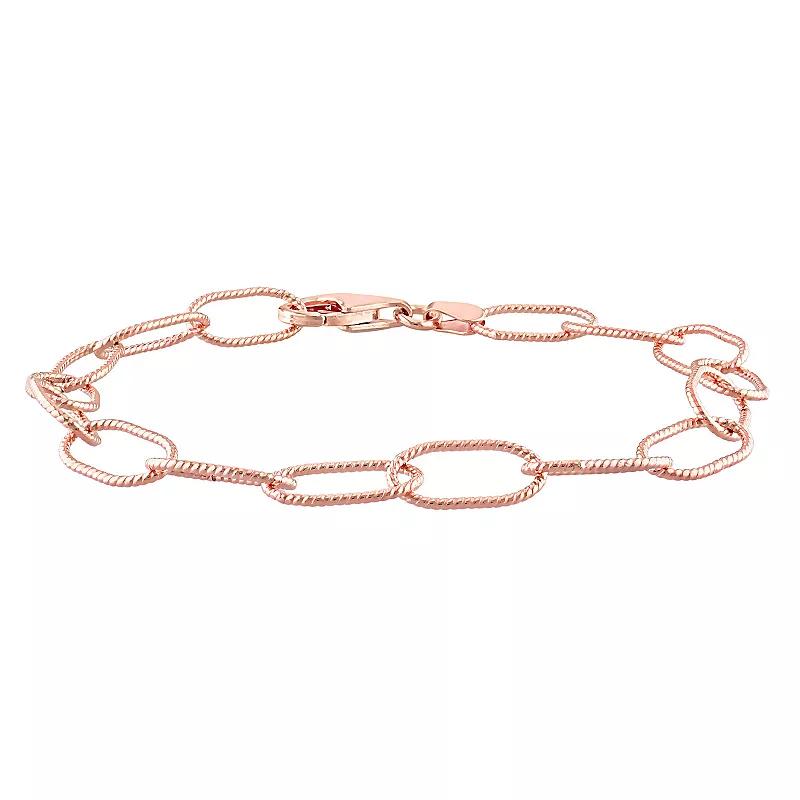 Stella Grace Sterling Silver 6.5 mm Twisted Rolo Chain Bracelet, Womens Rose Gold Tone Product Image