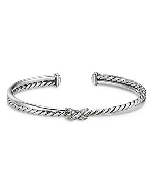 David Yurman Sterling Petite X Diamond Cuff Bracelet Product Image