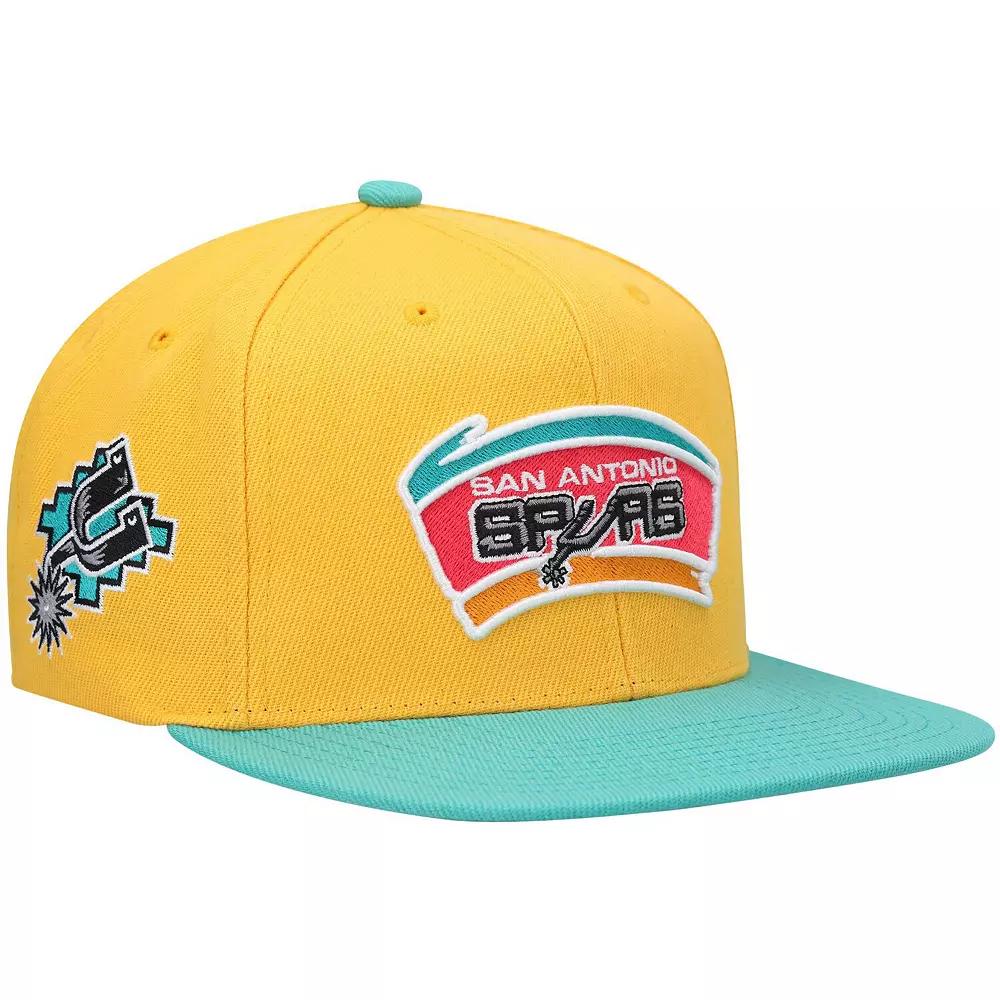 Men's Mitchell & Ness Yellow San Antonio Spurs Hardwood Classics Snapback Hat Product Image