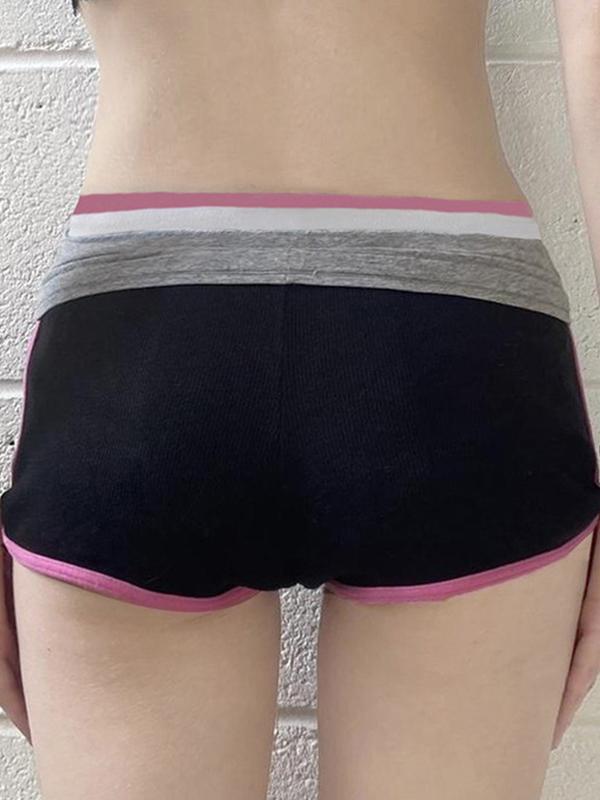 Patchwork Colour Block Letter Print Shorts Product Image