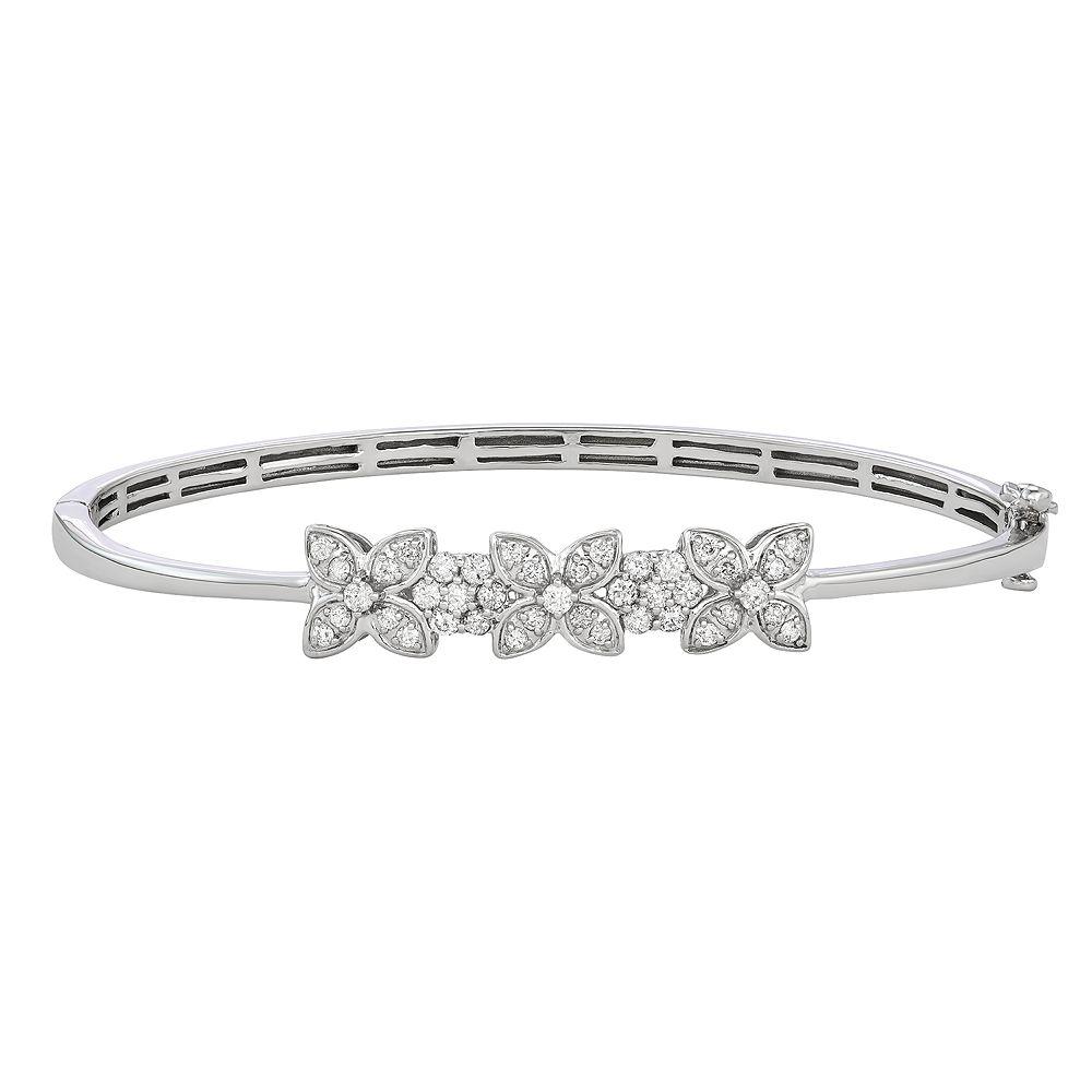 Jewelexcess 1 Carat T.W. Diamond Sterling Silver Bangle Bracelet, Women's Product Image