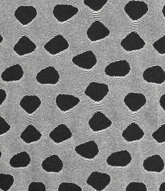 Ali Miles Petite Size Jacquard Knit Dotted Round Neck 3/4 Sleeve Tunic Product Image