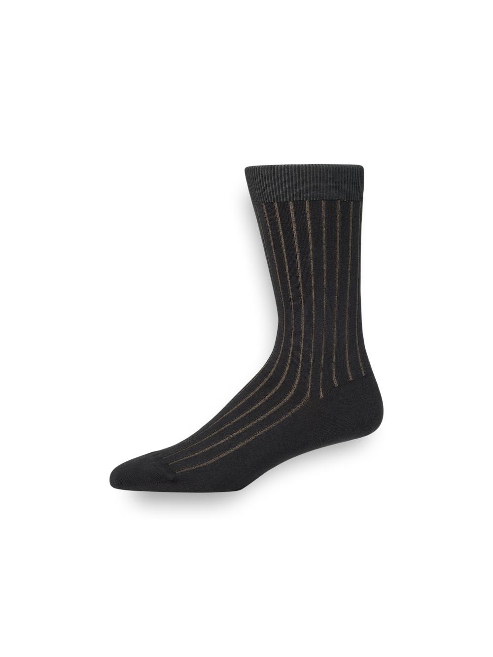 Solid Rib With Contrast Cotton Blend Sock - Grey/tan Product Image