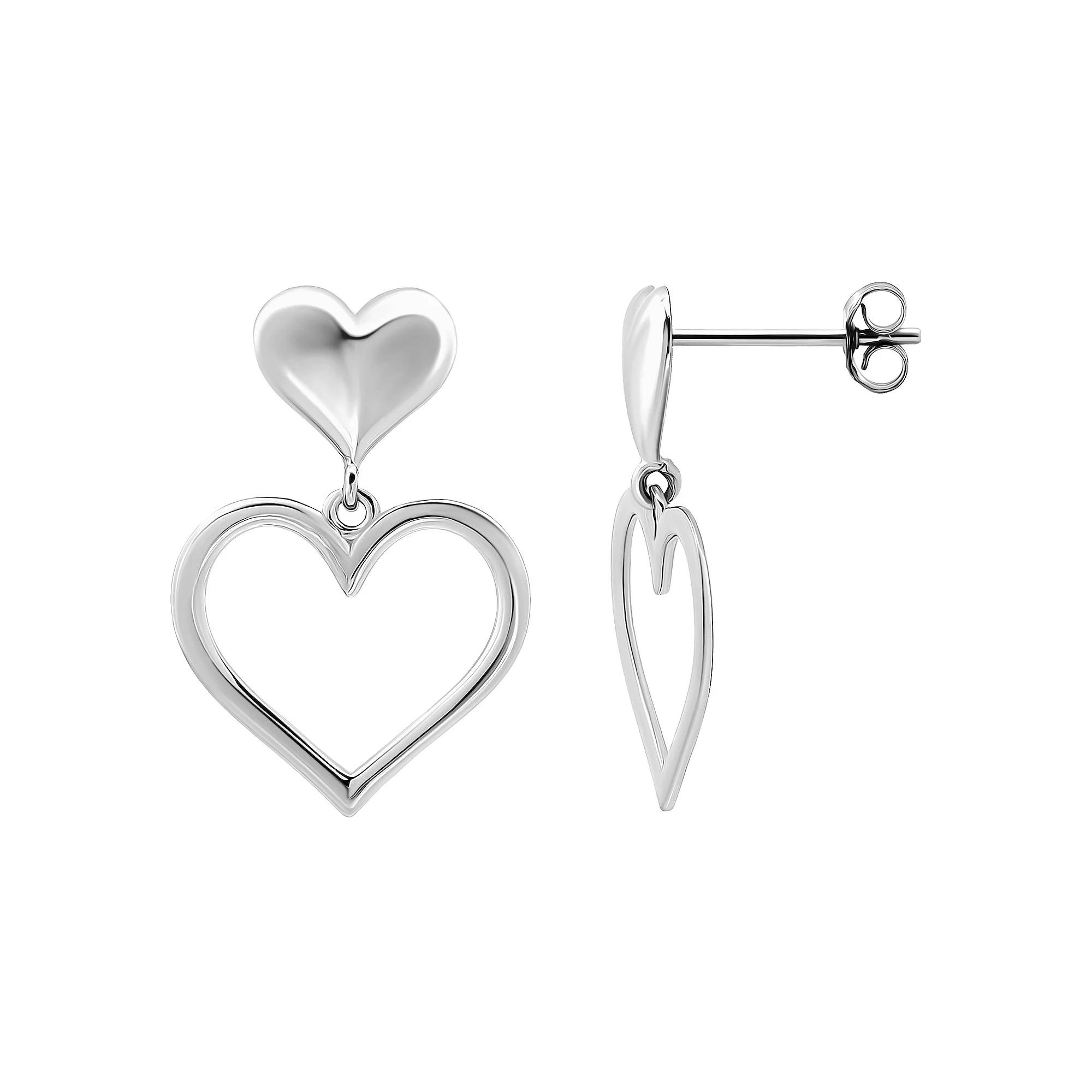 Aleure Precioso Open Heart Drop Posted Earrings, Women's, Gold Tone Product Image