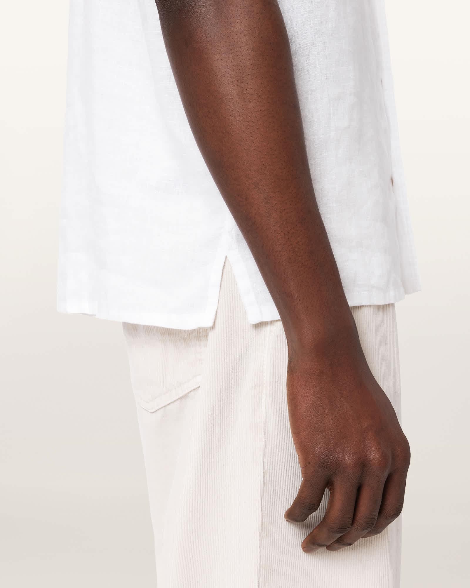 Tri Embroidered Linen Shirt Ecru | ALLSAINTS US Product Image