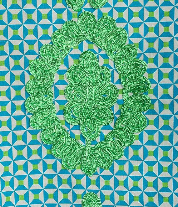 Calessa Plus Size Embroidered Retro Printed Split V-Neck 3/4 Sleeve Tunic Product Image