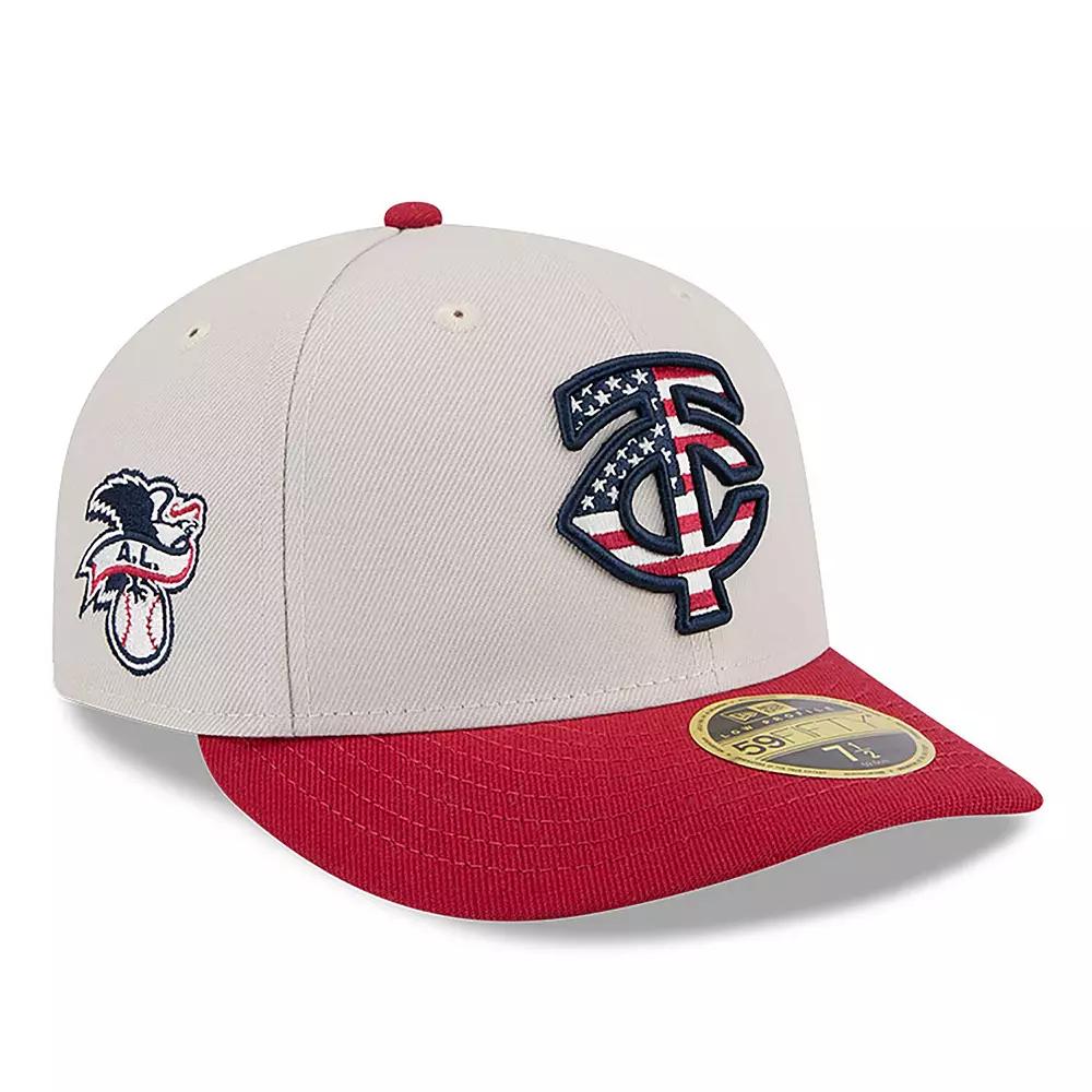 Men's New Era  Khaki/Red Minnesota Twins 2024 Fourth of July Low Profile 59FIFTY Fitted Hat, Size: 7 1/4, Beig K Product Image