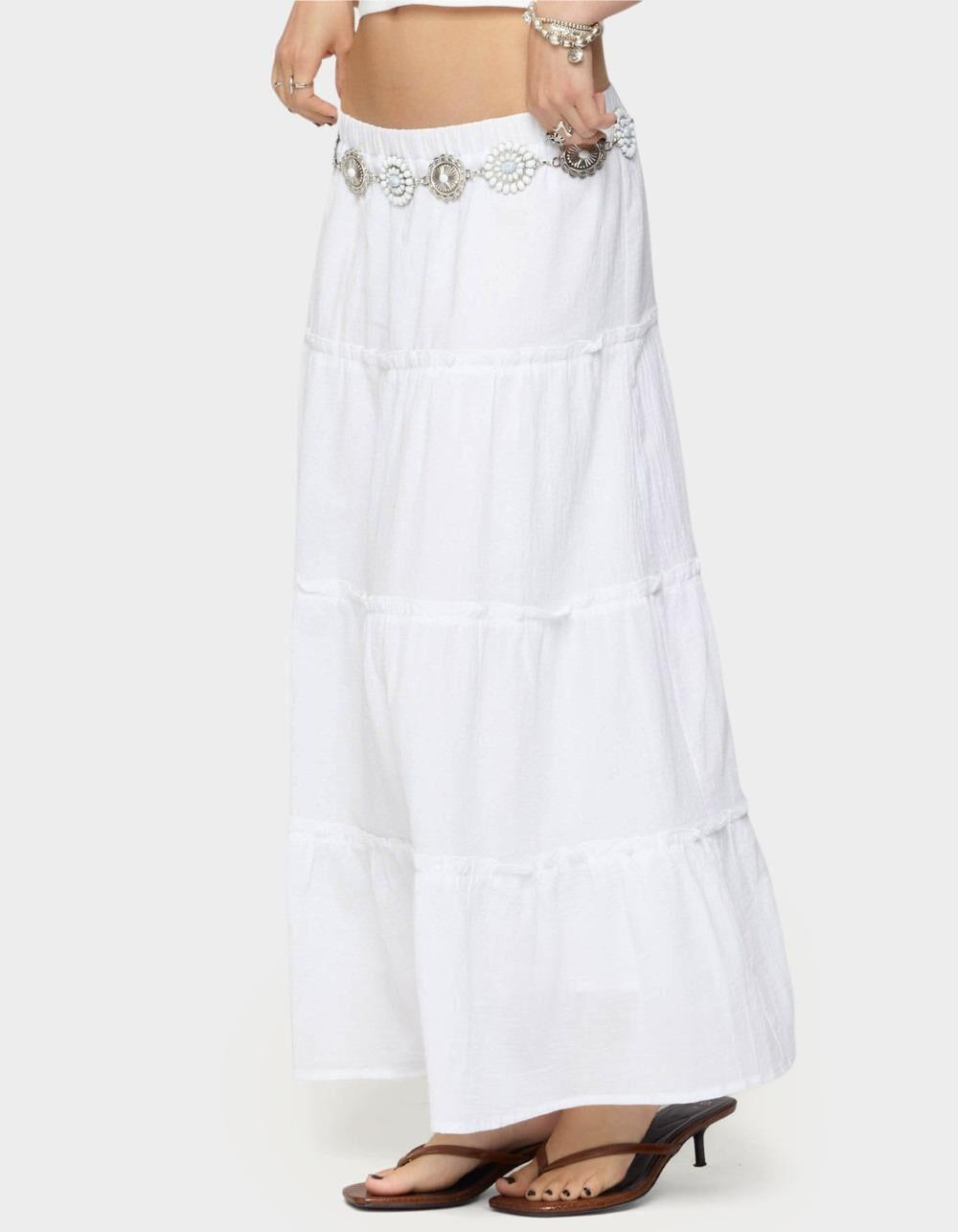 EDIKTED Petite Charlotte Tiered Maxi Skirt - WHITE Product Image