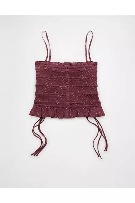 AE Smocked Tie Side Button-Up Tank Top Women's Product Image