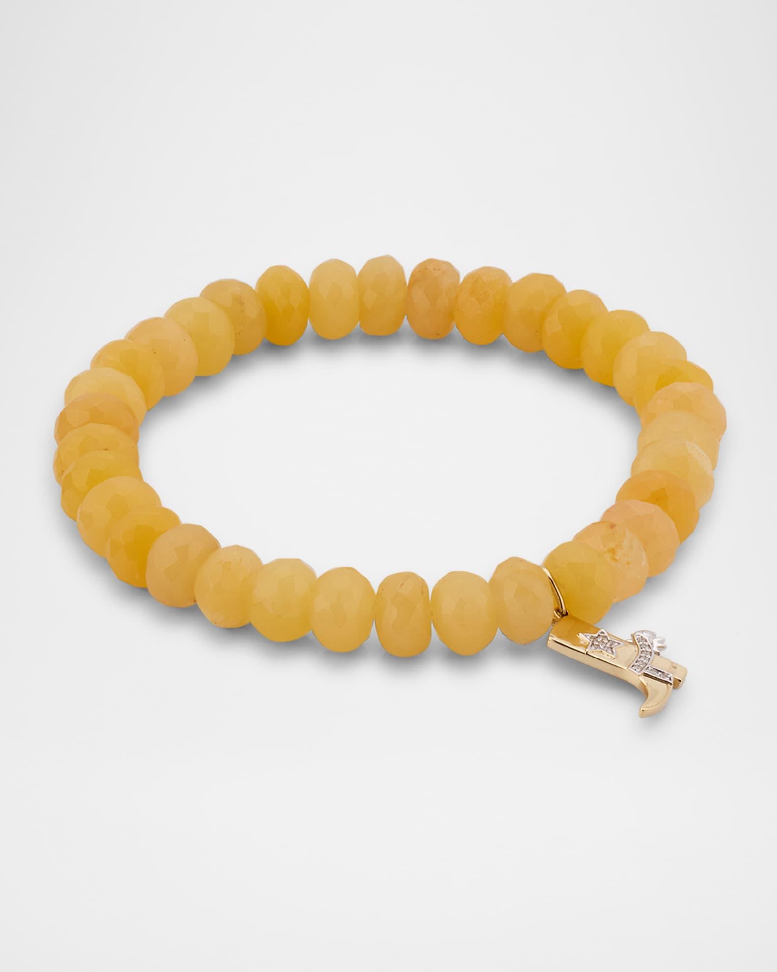 14K Cowboy Boot Charm on Beaded Orange Quartz Bracelet Product Image