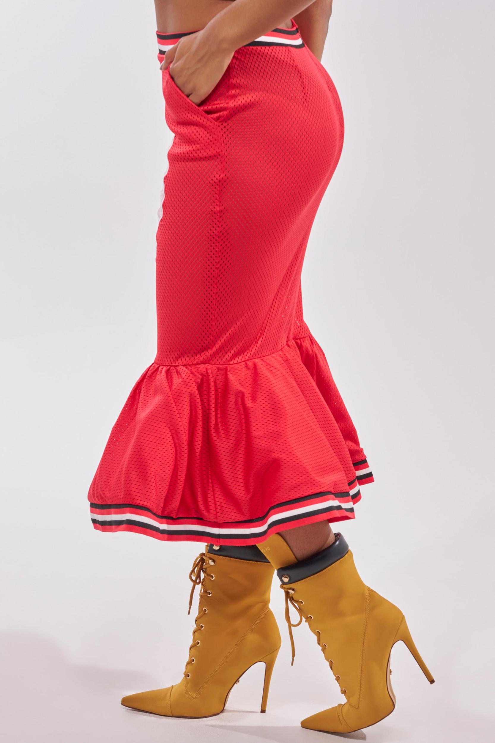 GAME CHANGER PEPLUM MIDI SKIRT Product Image
