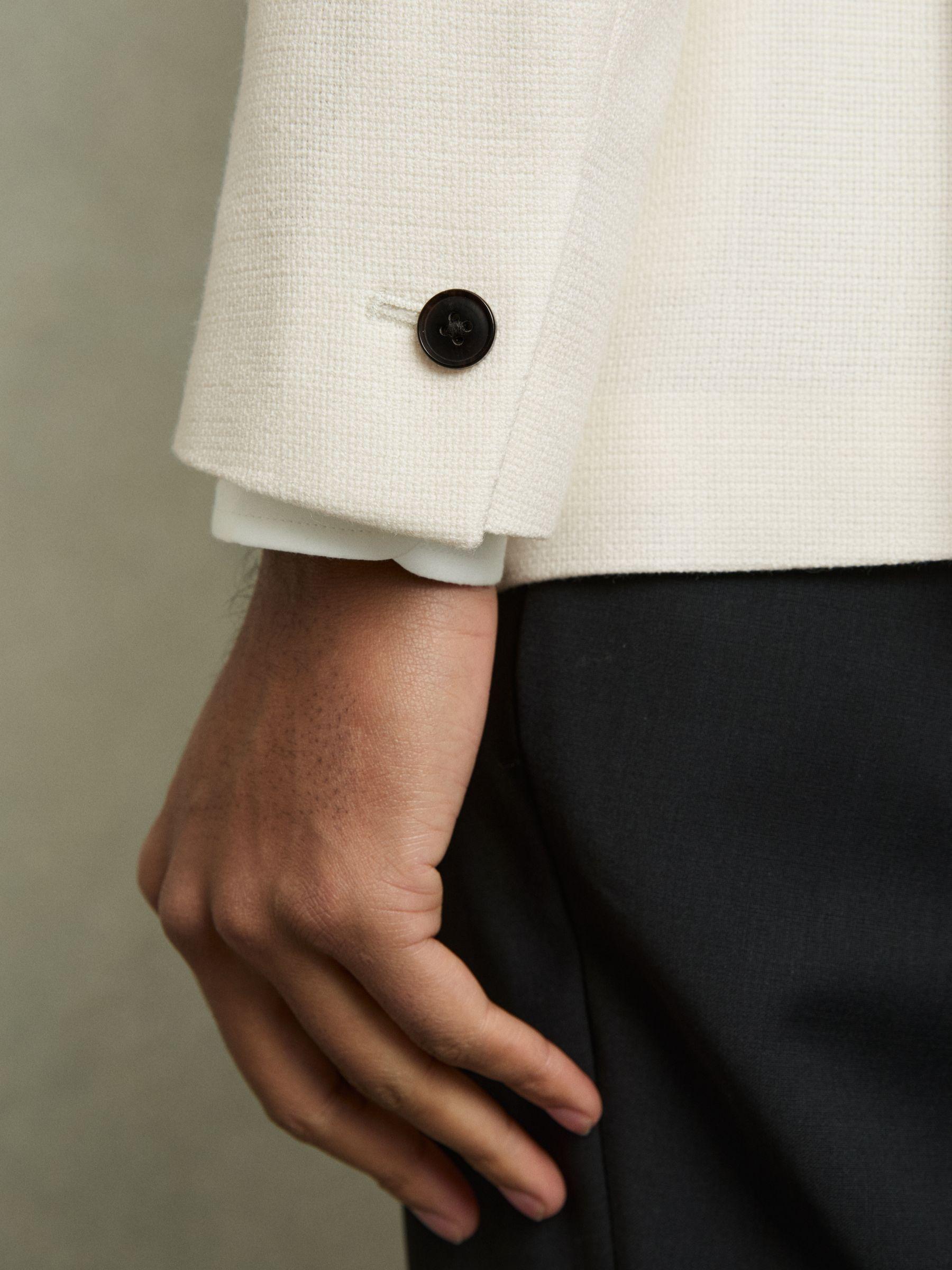 Regular-Fit Double-Breasted Sharkskin Wool-Blend Suit Blazer in Charcoal Grey Product Image