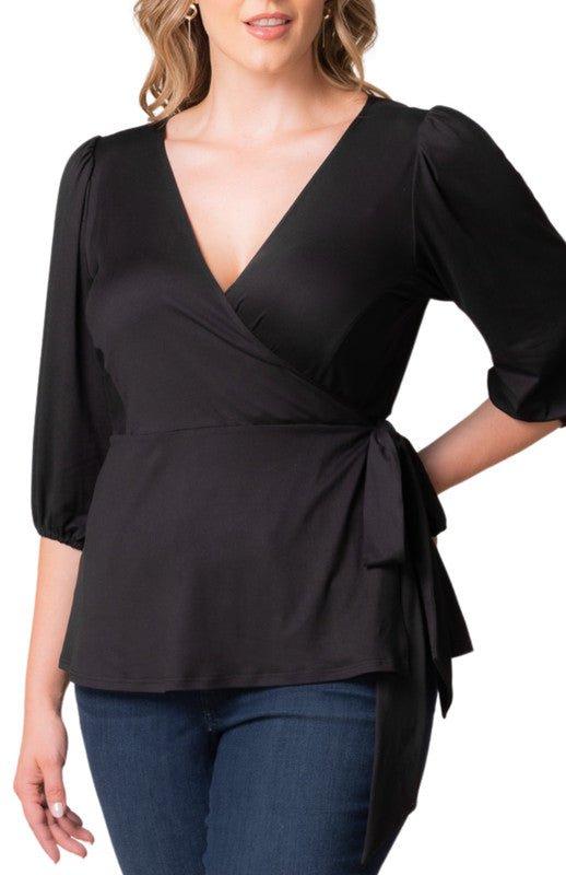 Nina 3/4 Sleeve Wrap Top - Plus Product Image