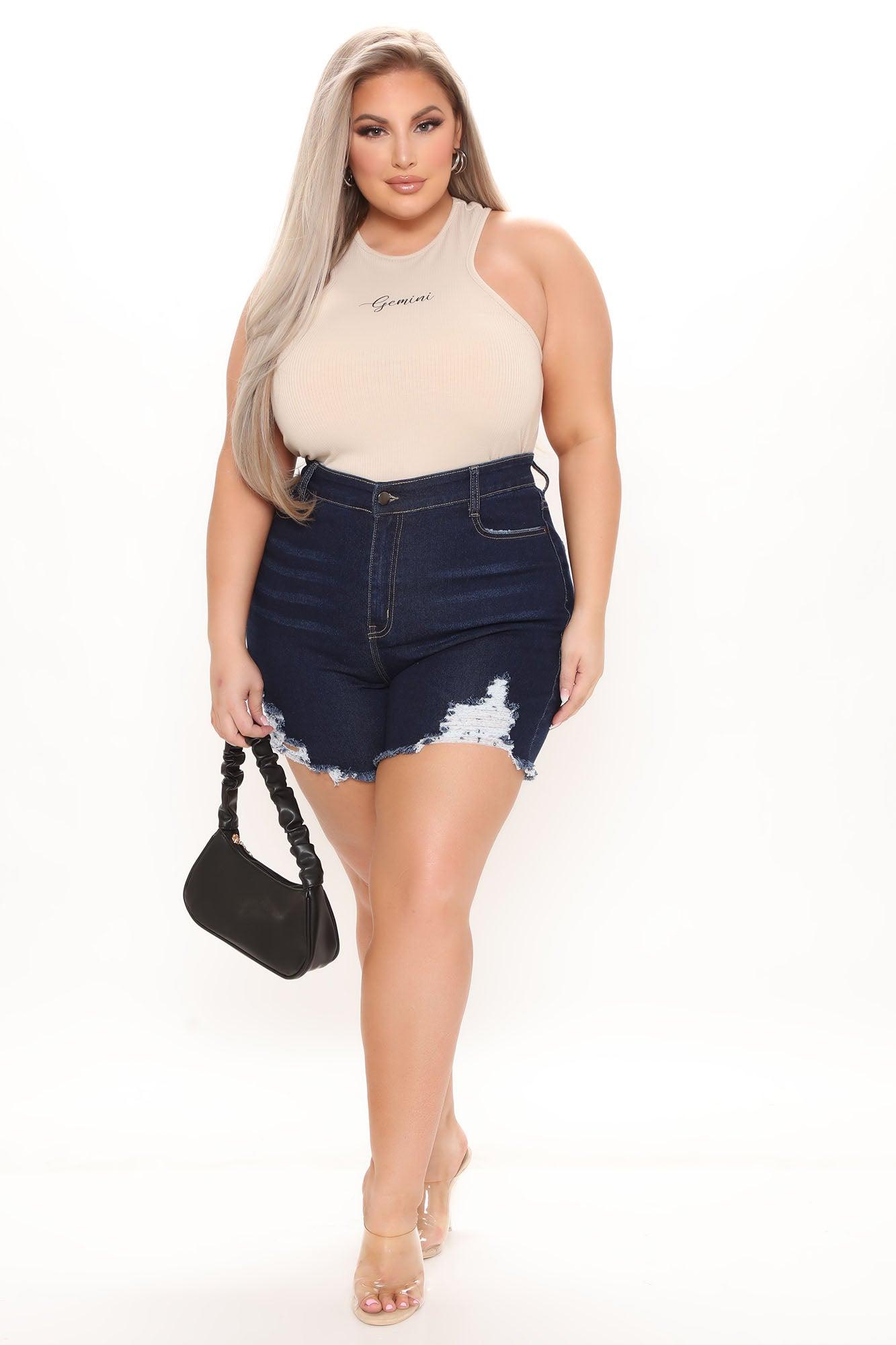 Say It Ain't So Ripped Denim Shorts - Dark Wash Product Image