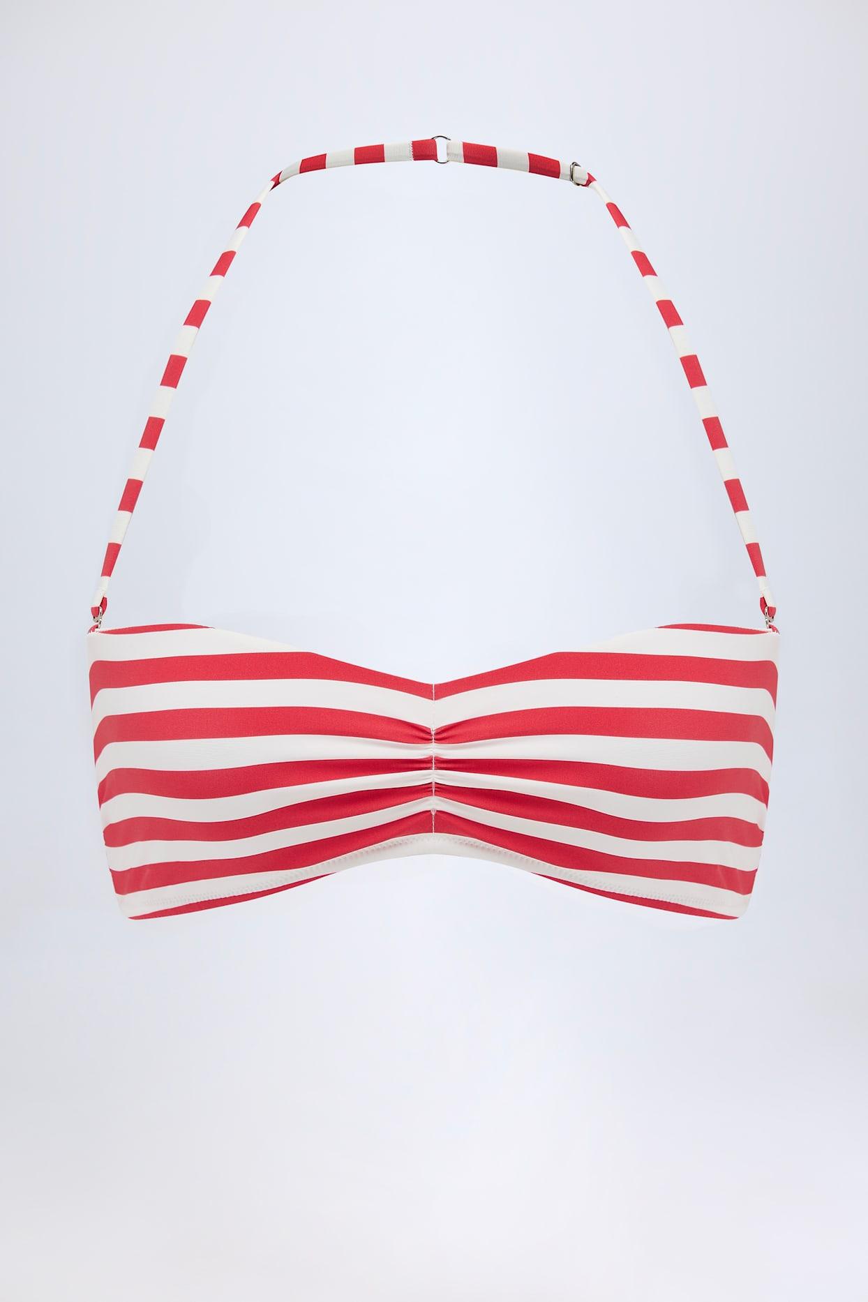 Multiway Bikini Top in Cherry Red Stripe Product Image