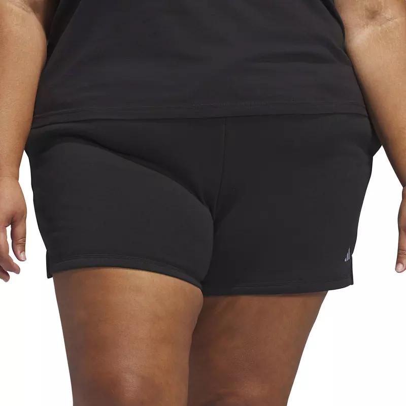 Plus Size adidas Essentials Small Logo Cozy Shorts, Women's, Size: 4XL, Black White Product Image