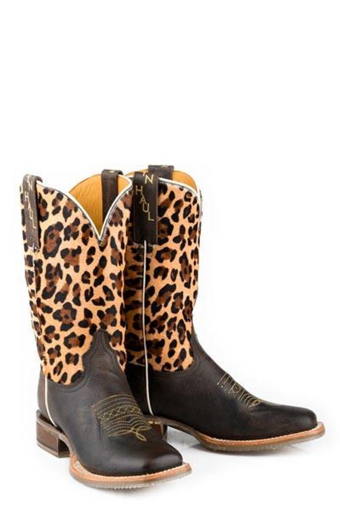 SALE Tin Haul® Ladies' Brown/Leopard Square Toe Boots Product Image