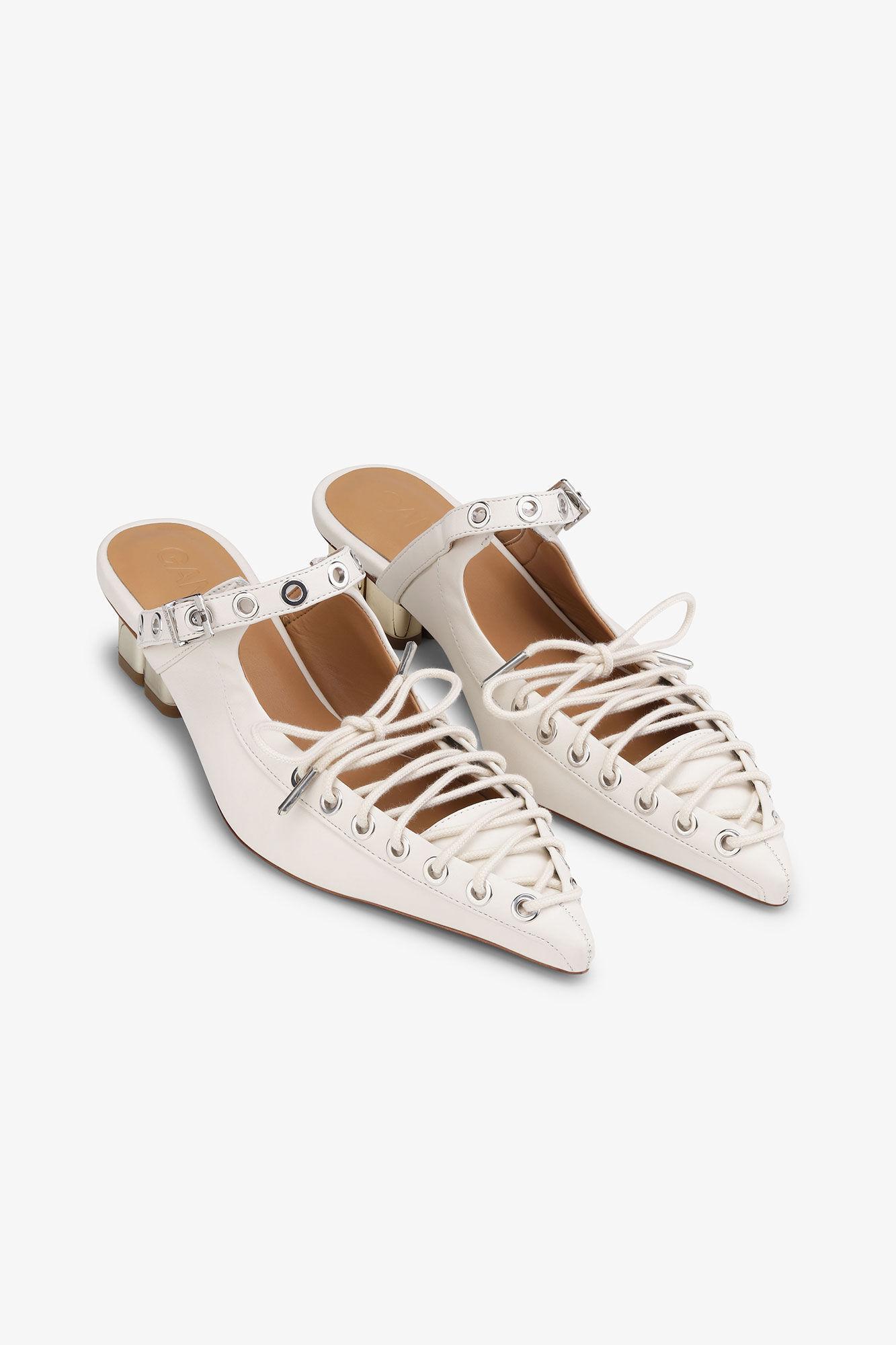 Ivory Lace-Up Mules Product Image