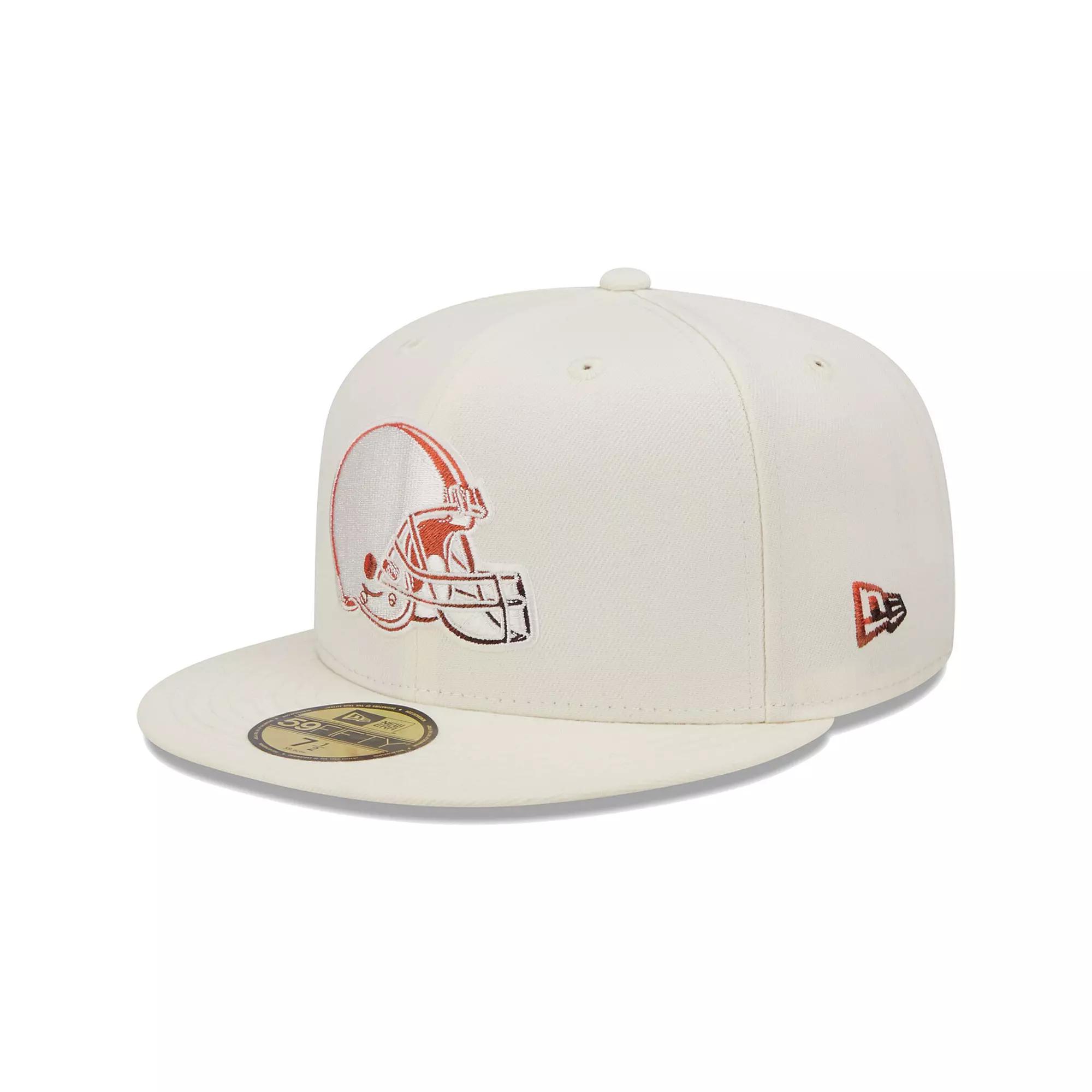 Men's New Era Cream Cleveland Browns Chrome Color Dim 59FIFTY Fitted Hat,  Product Image