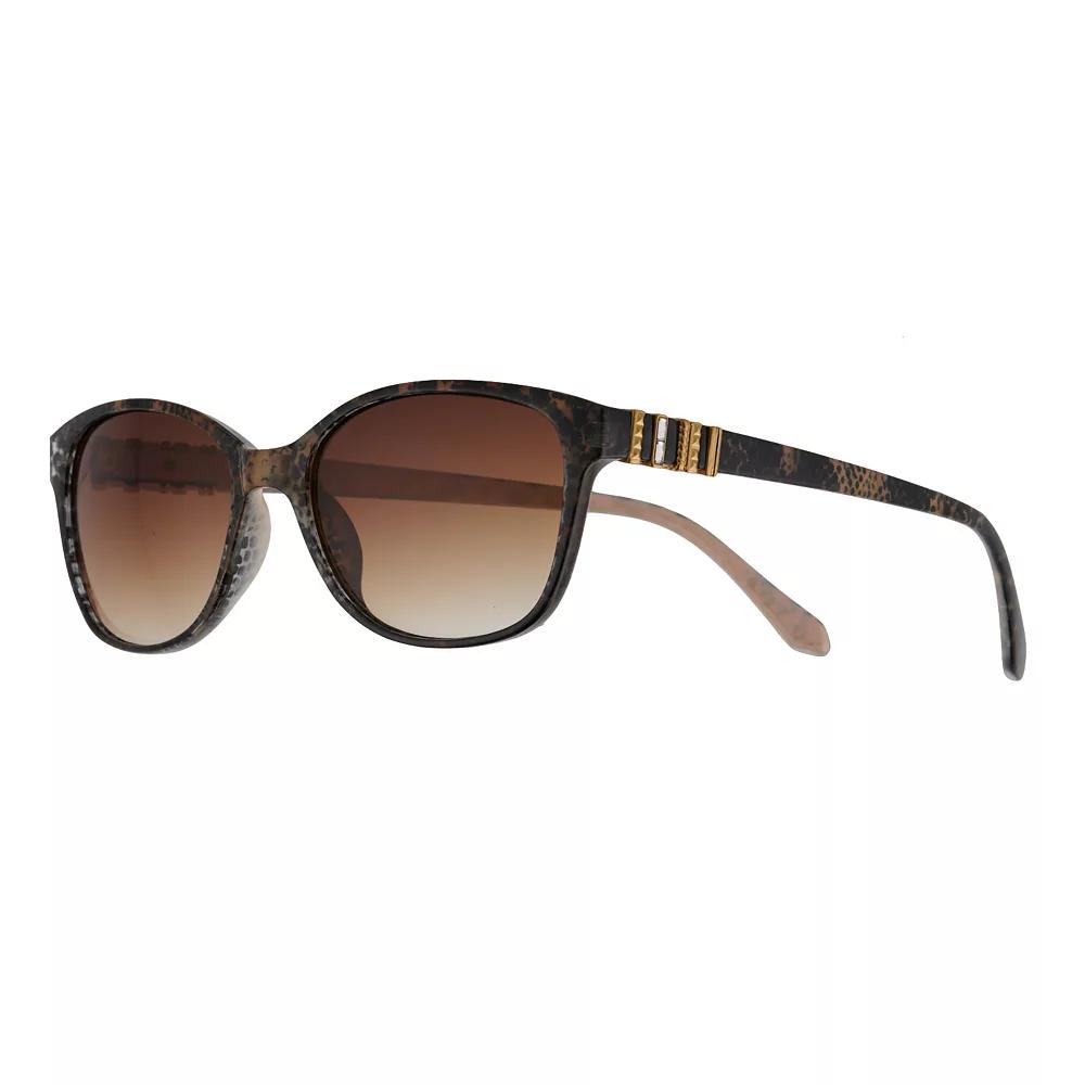 Women's Nine West 52mm Snake Skin Print Cat Eye Jewelry Temple Sunglasses, Brown Snake Print Product Image