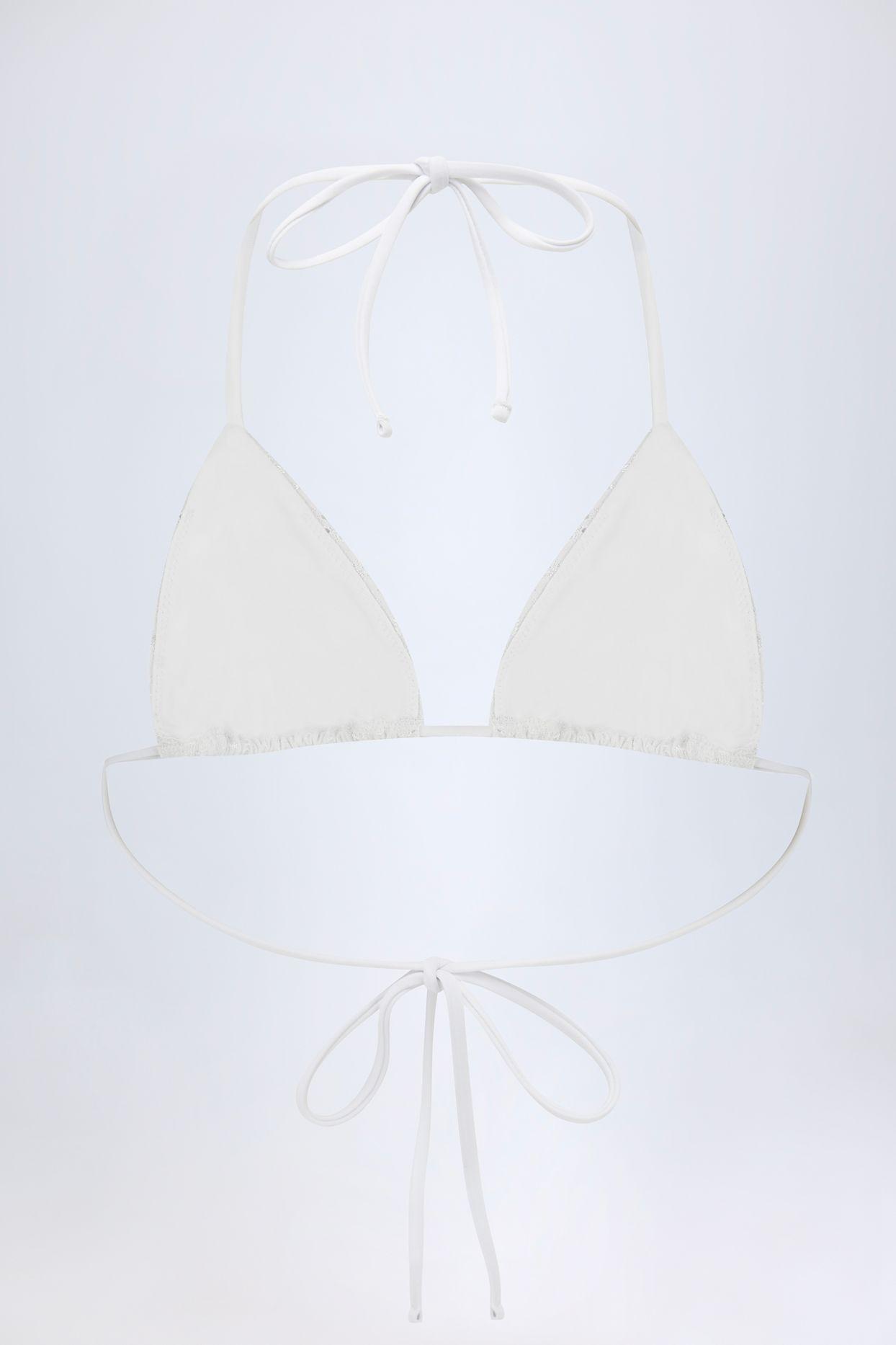 Broderie Anglaise Triangle Bikini Top in White Product Image